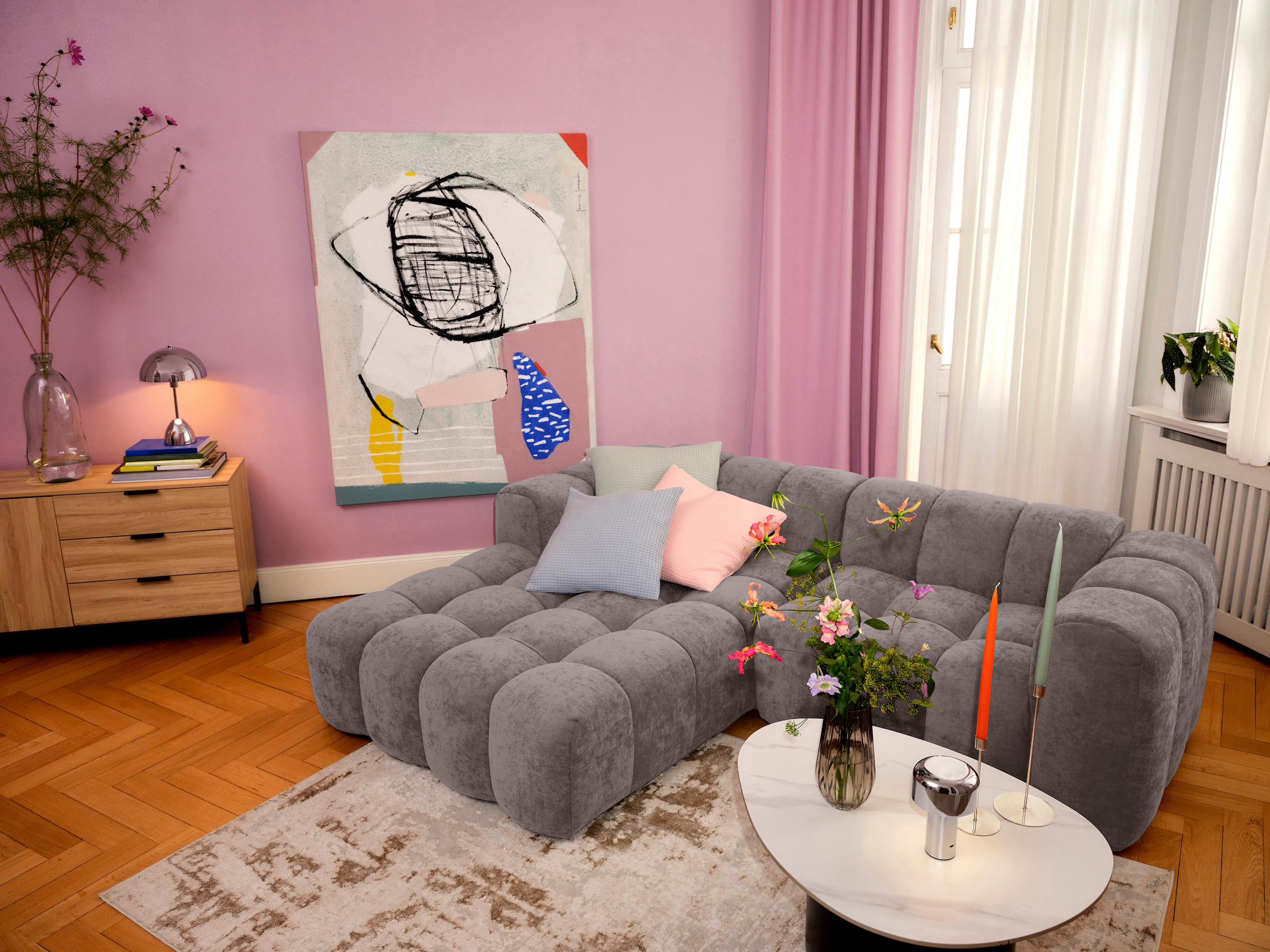 GOODproduct Canapé d'angle »KALLIE L-Form,  248 cm - OTTO. Verlässliche Qualität.« Bubble Optik, moderne Steppung, hoher Sitzkomfort