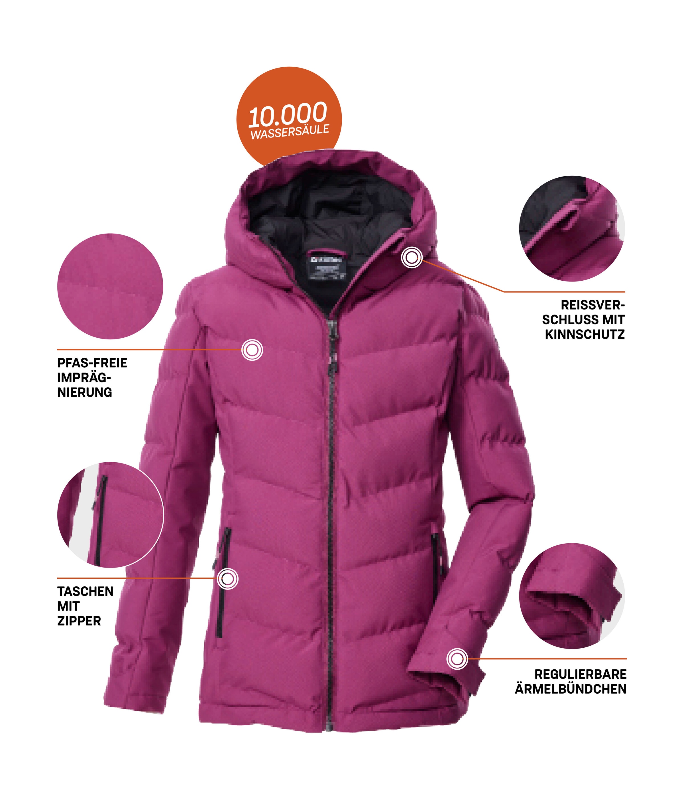 Killtec Veste matelassée »KOW 220 GRLS QLTD JCKT« Winddichte, wasserabweisende Kinderjacke mit verstellbaren Bündchen