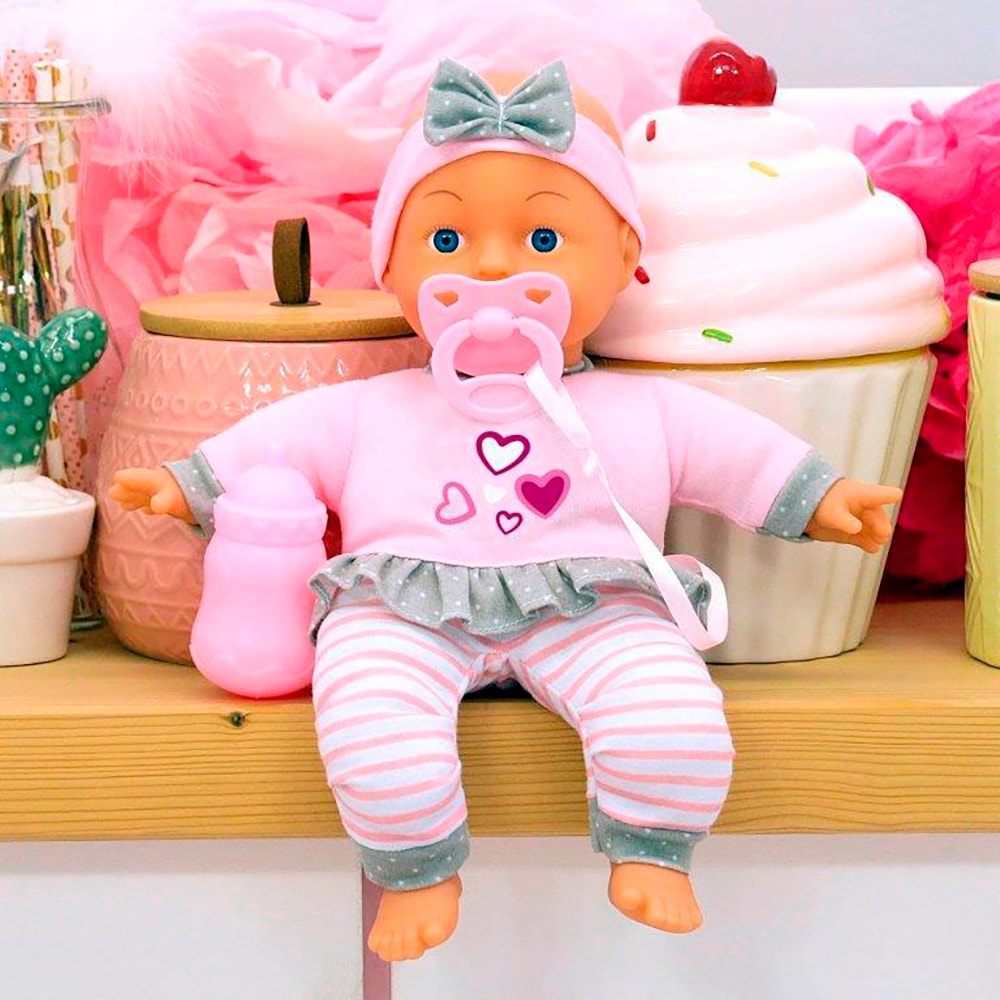 Bayer Poupée bébé »Puppe, 30 cm rosa/grau«