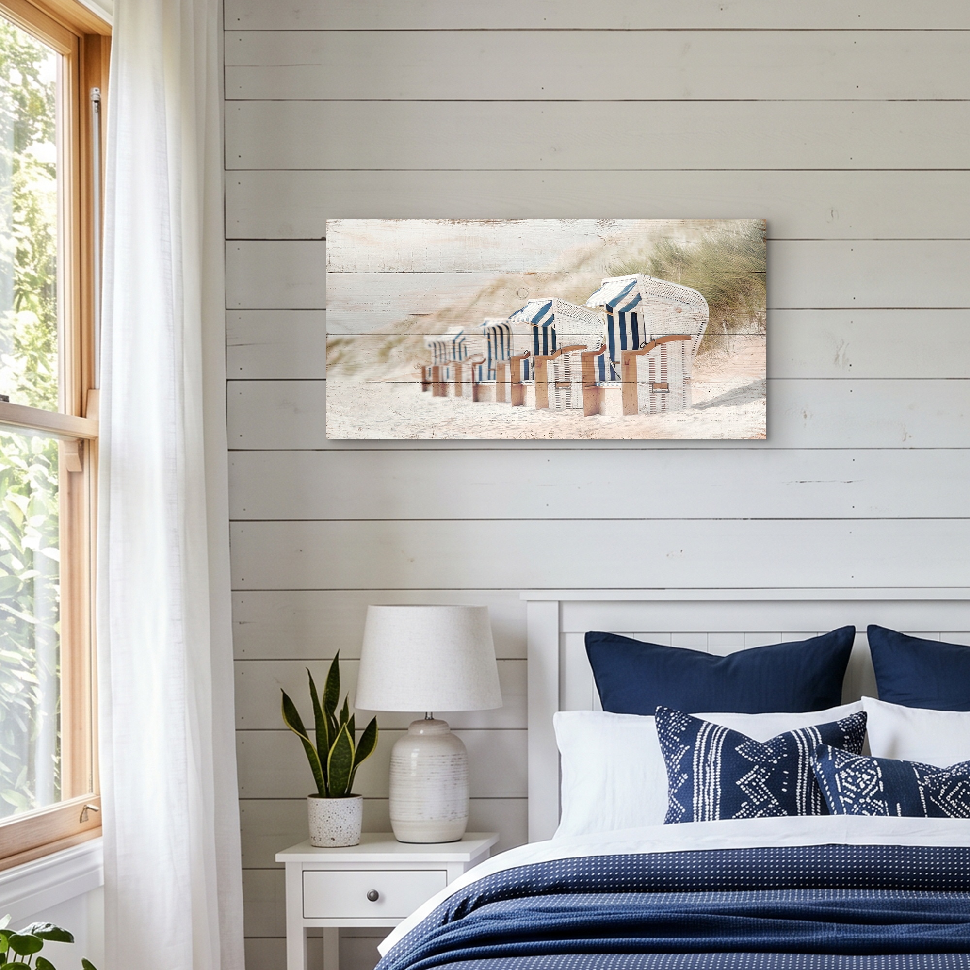 GOODproduct Leinwandbild »Strandkörbe in Holzoptik« Strandbilder 1 Stk. tlg.