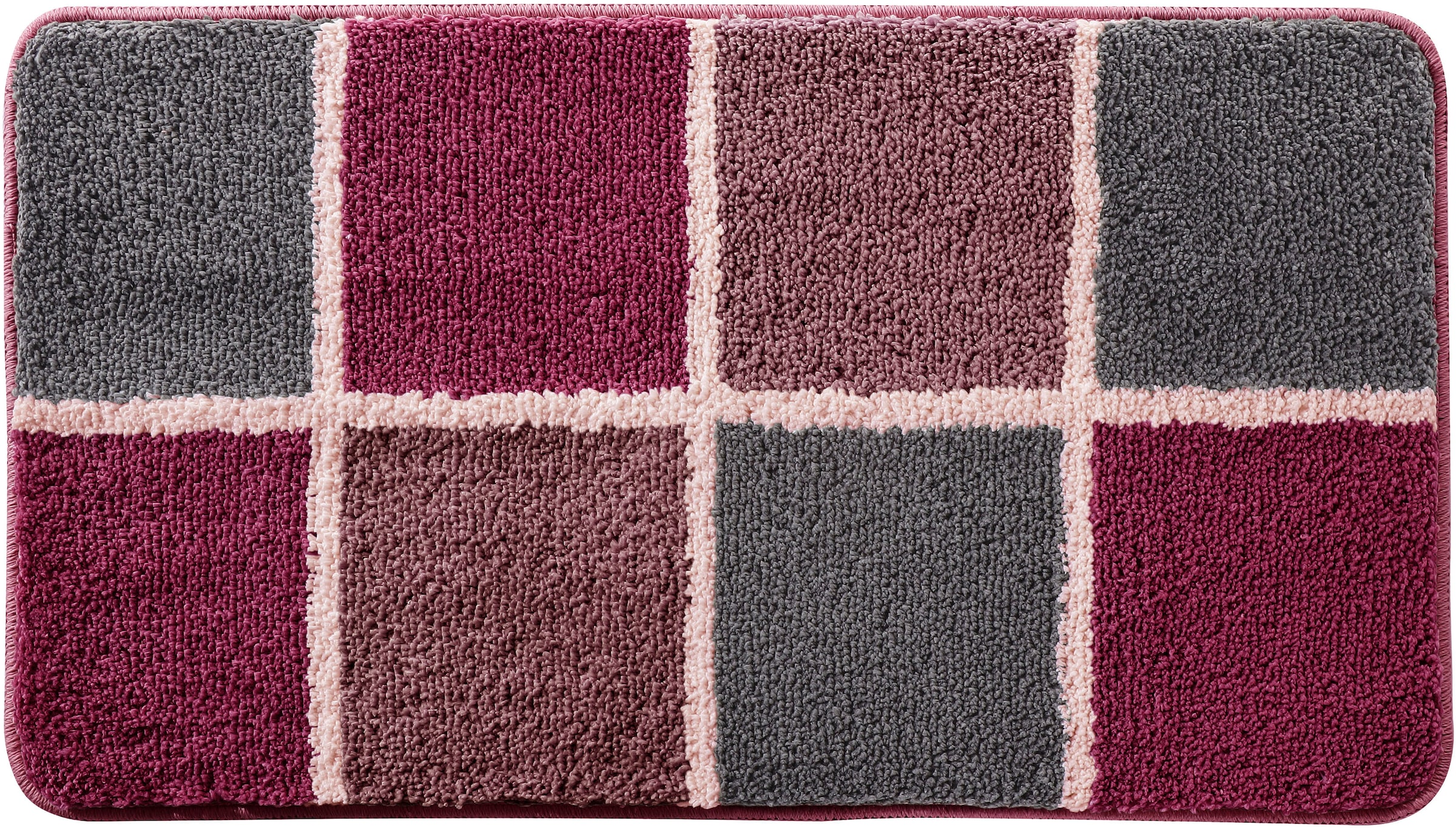 my home Tapis de bain »Anna mit Kachelmuster, Badvorleger, Badezimmer Teppich, Duschvorleger« Höhe 20 mm Badteppich, Hoch-Tief Effekt, Modern, Weich