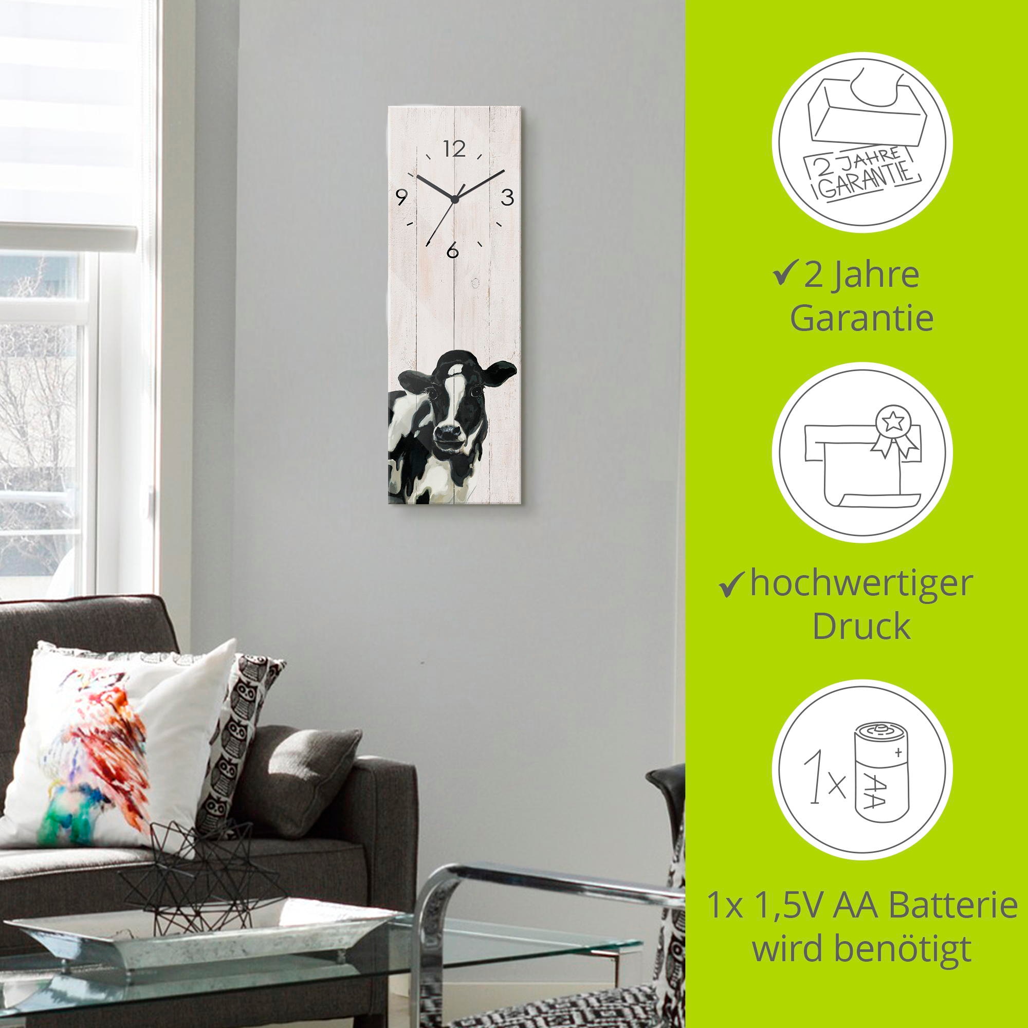 Artland Wanduhr »Kuh (in Holzoptik)« wahlweise mit Quarz- oder Funkuhrwerk, lautlos ohne Tickgeräusche