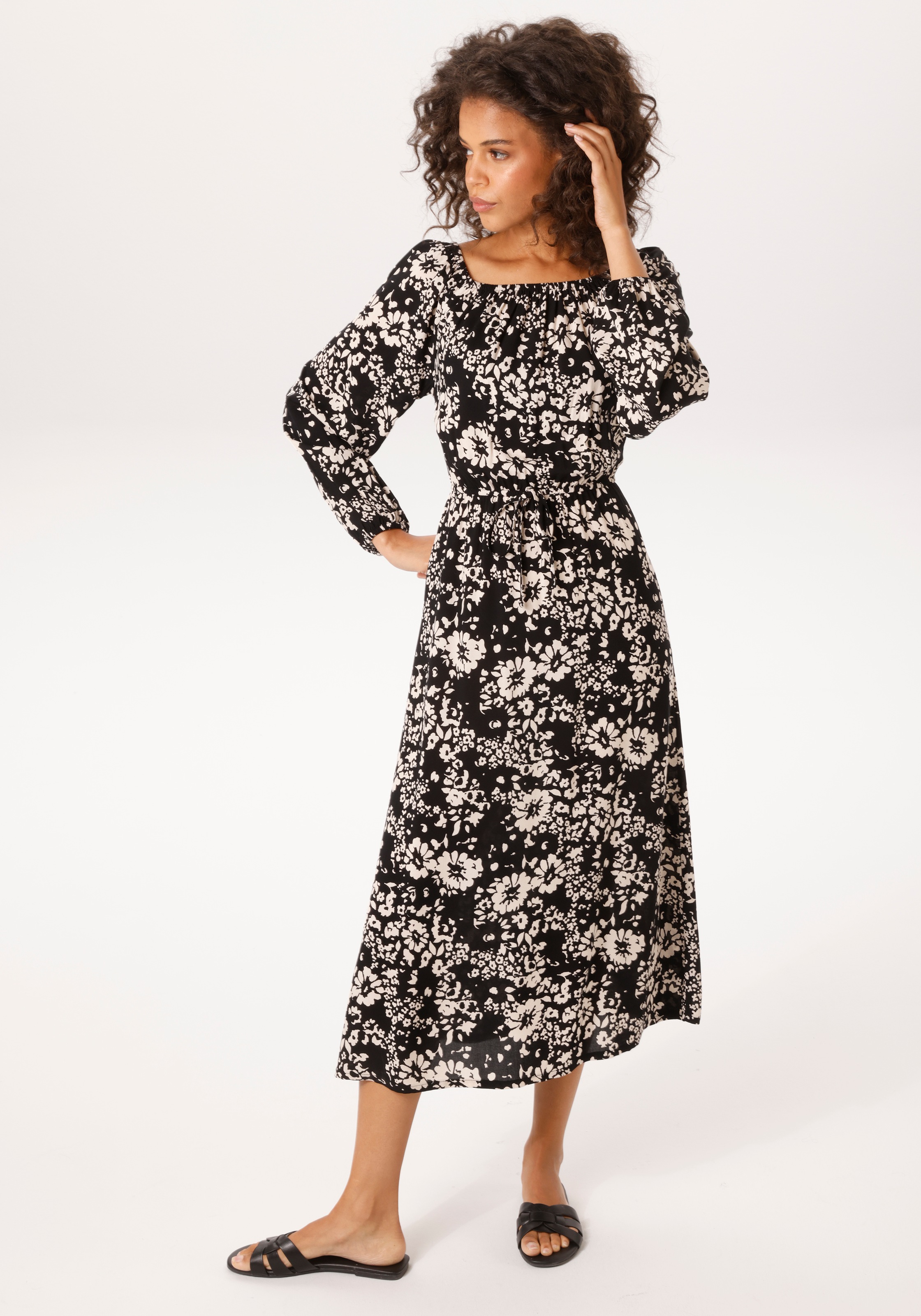 Image of Aniston CASUAL Minikleid mit grafischen Blumendruck - jedes Teil ein Unikat