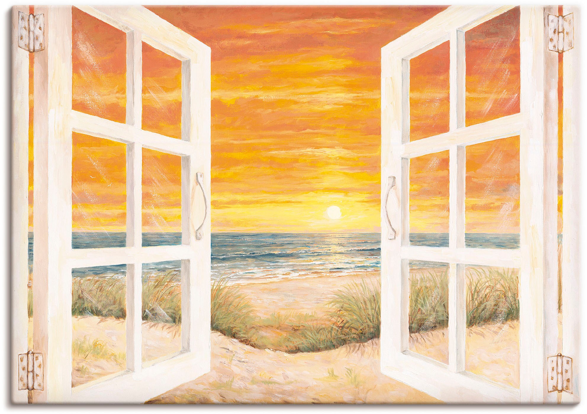 Image of Artland Leinwandbild "Fenster zum Meer" Meer Bilder 1 Stk. tlg. auf Holzrahmen gespannt