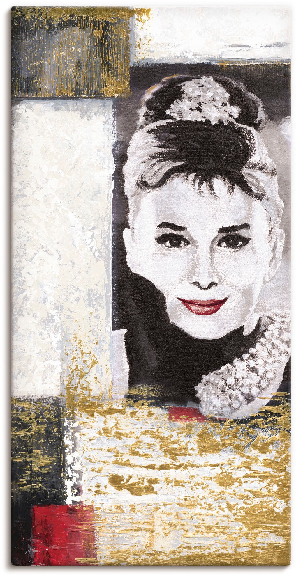 Image of Artland Leinwandbild "Hollywood Legenden VI - Audrey Hepburn" Porträts 1 Stk. tlg. auf Holzrahmen gespannt