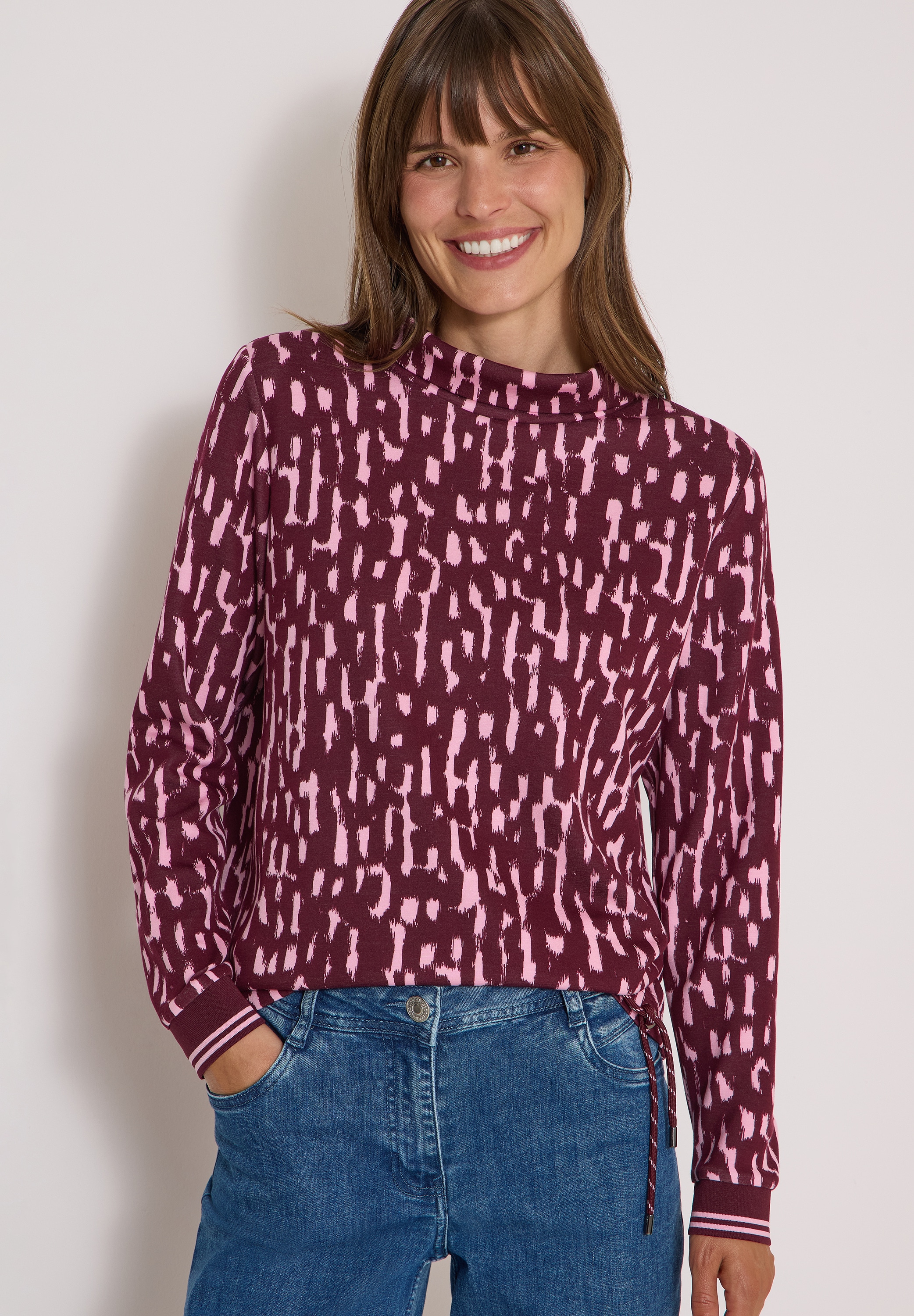 Image of Cecil Langarmshirt mit Stehkragen und Print / Grafischem Muster