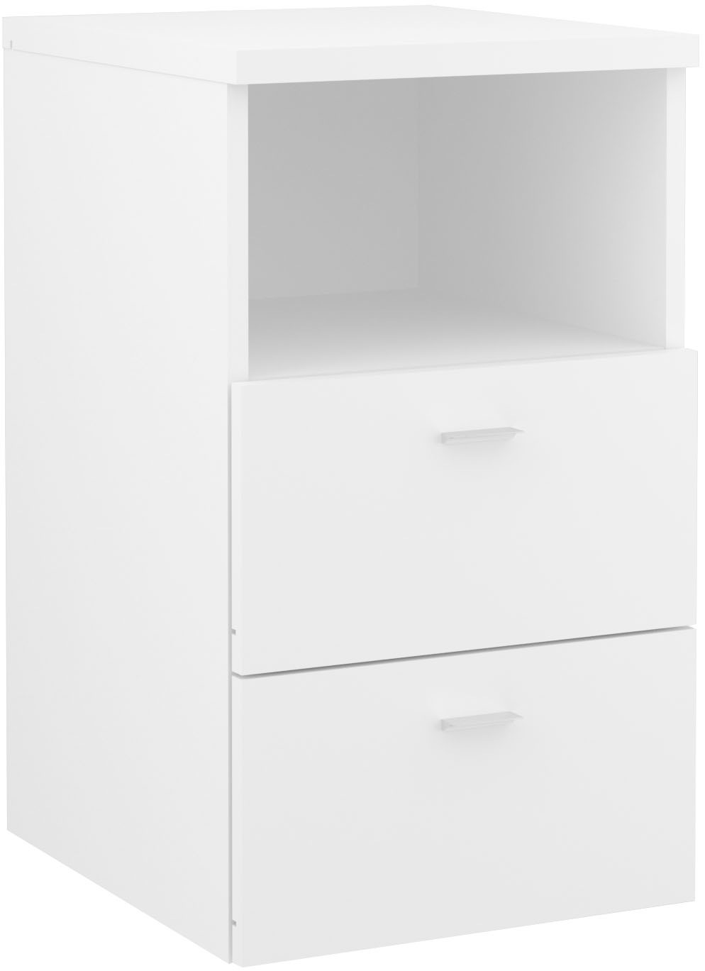 Table de Chevet 2 Tiroirs "Macom" 61cm Blanc