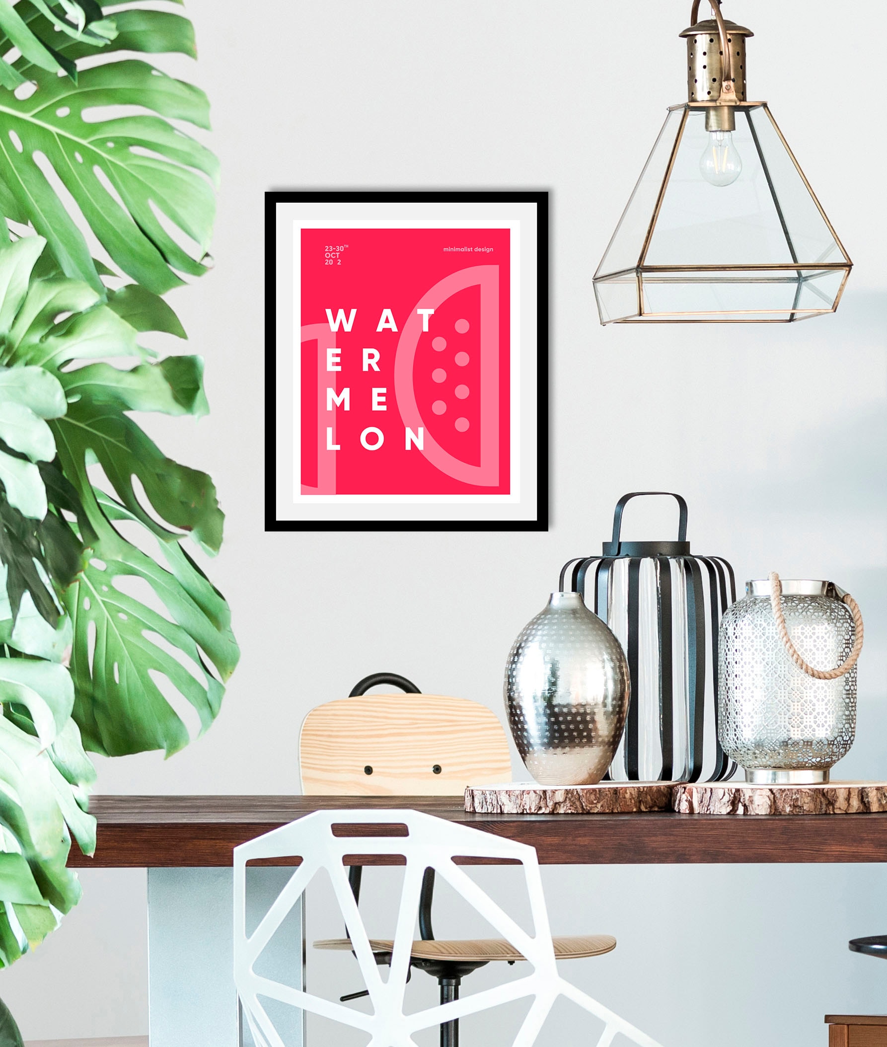 Image of queence Bild "Watermelon" Art Essen Kunst Lebensmittel Obst Obst Bilder Schriftzug 1 Stk. tlg. gerahmt