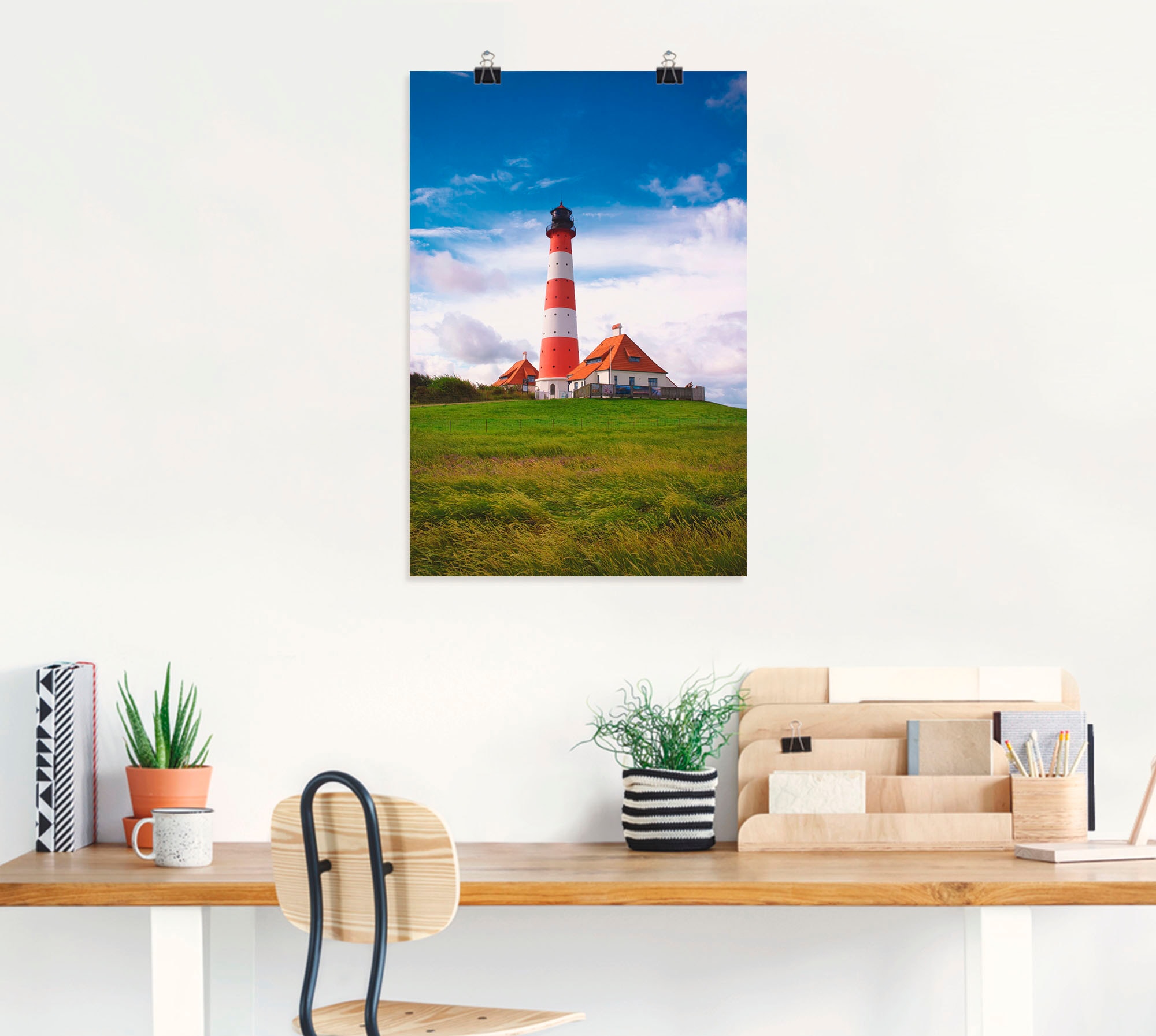 Artland Wandbild »Westerhever Leuchtturm«, Gebäude, (1 St.), als Alubild, Outdoorbild, Leinwandbild, Poster in verschied. Grössen