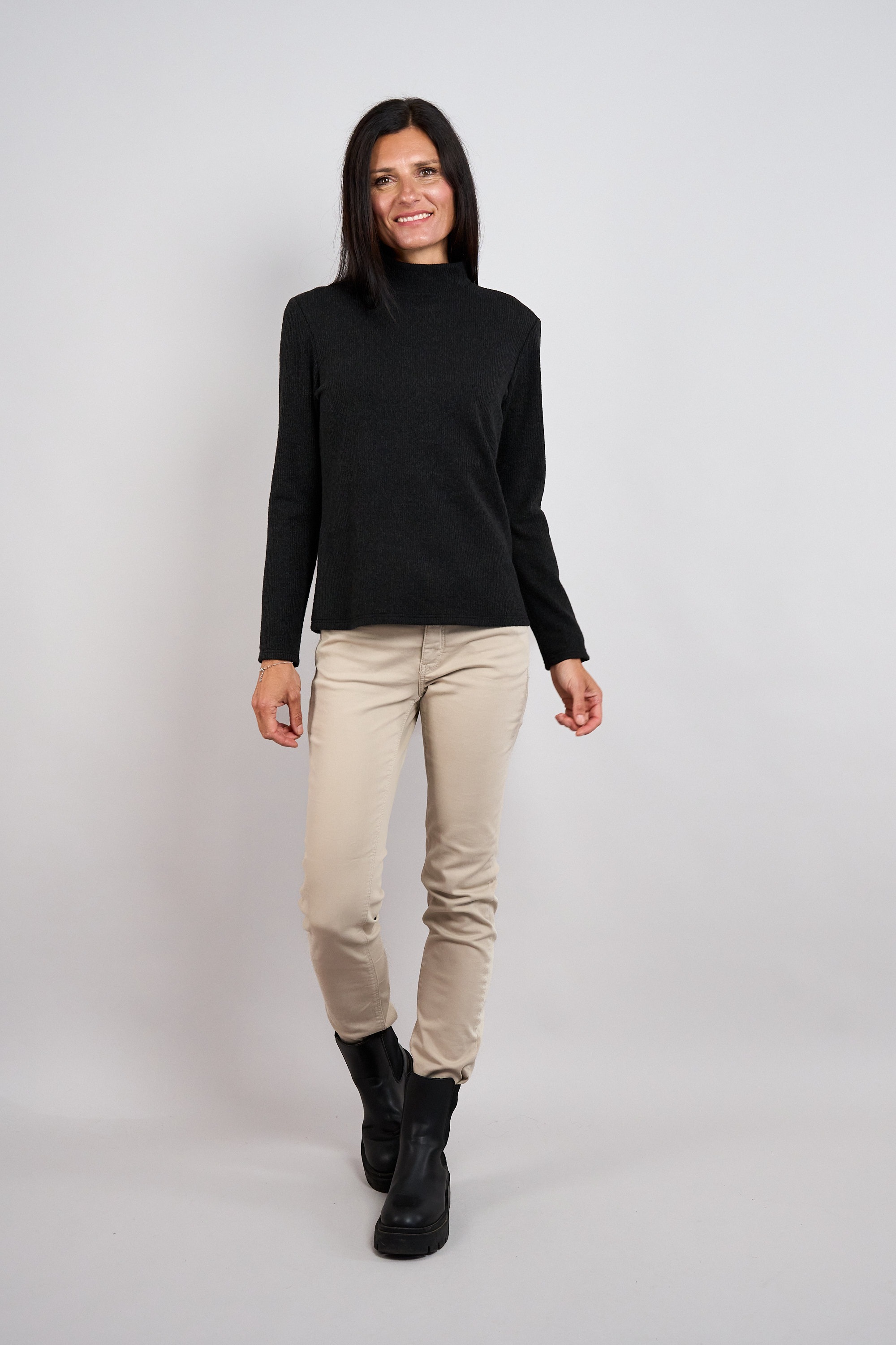 Seidel Moden Pull à col roulé mit feinem Strickmuster / mit Viskose und Stretch / MADE IN GERMANY