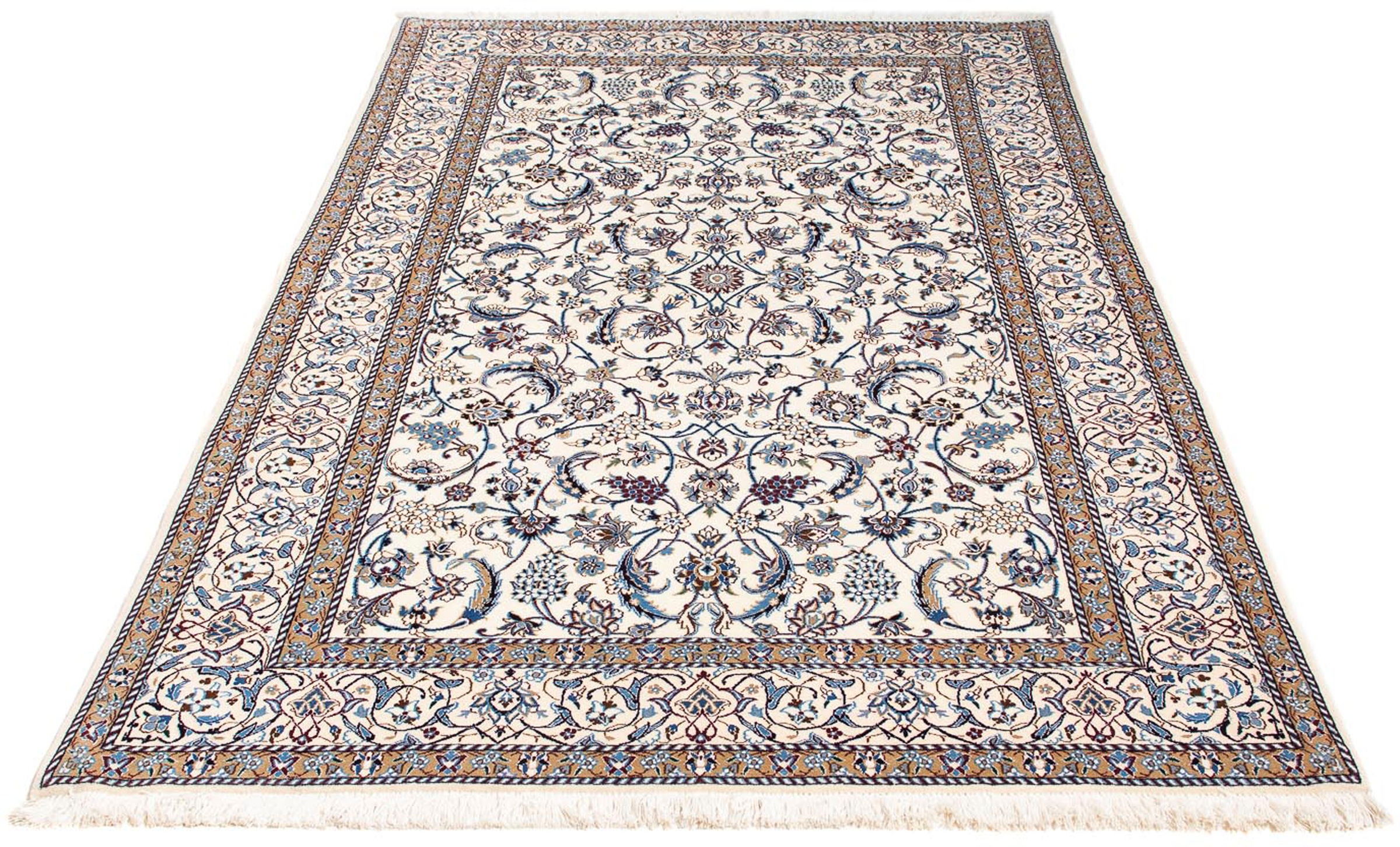 Image of morgenland Orientteppich »Perser - Nain - Premium - 200 x 123 cm - beige«, rechteckig, 6 mm Höhe, Wohnzimmer, Handgeknüpft, Einzelstück mit Zertifikat bei Ackermann Versand Schweiz