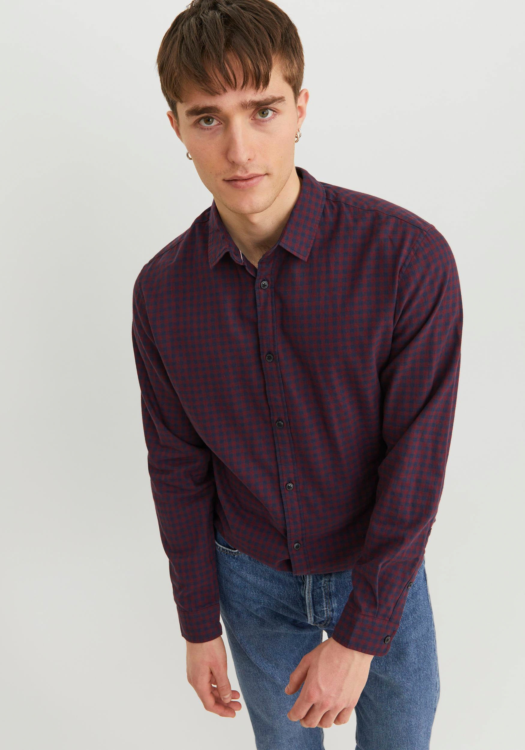 Jack & Jones Langarmhemd »JJEGINGHAM TWILL SHIRT L/S NOOS«