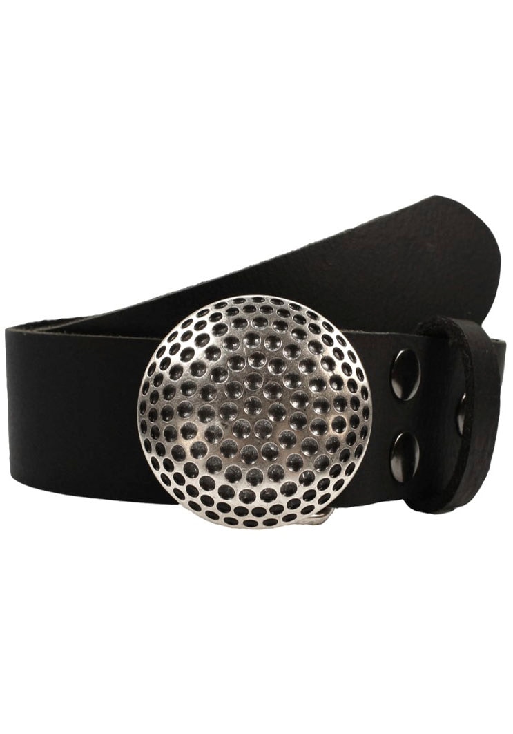 Image of Rettungsring Gürtel Ledergürtel mit austauschbarer Schliesse "Golfball Silber"