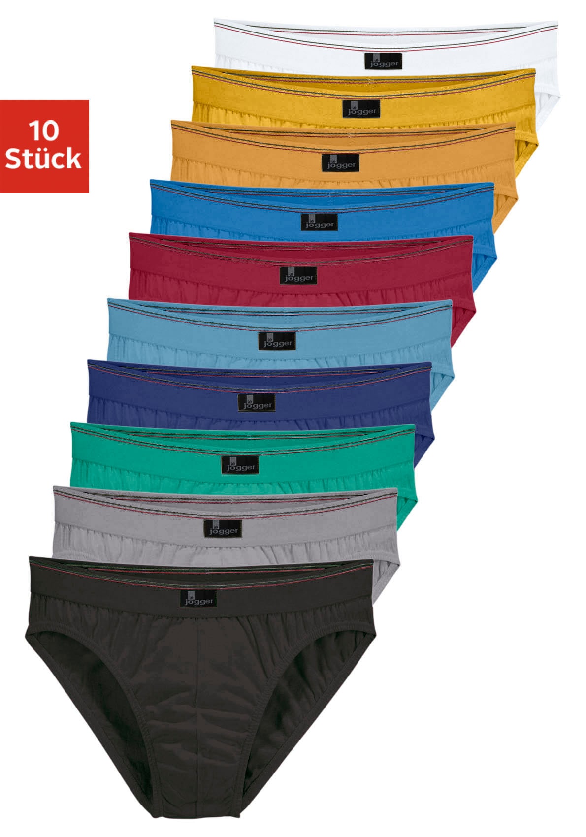 Image of le jogger Slip "Herren Unterhose" Packung, 10 Stk. nur einfarbig oder in bunter Mixpackung