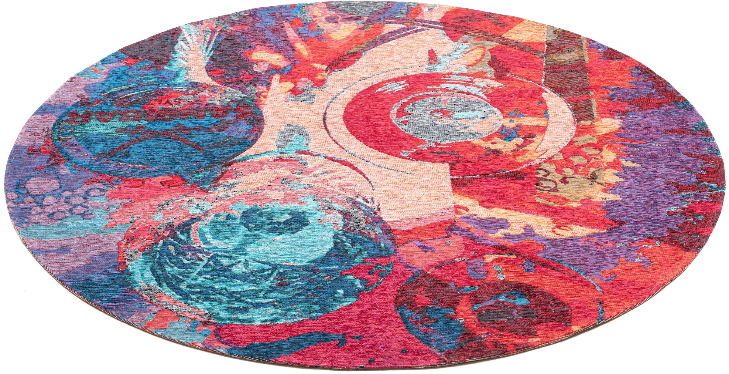 ♕ Sansibar Teppich »Keitum 008«, rund, Flachgewebe, modernes Design, Motiv  Gläser & gekreuzte Säbel versandkostenfrei auf