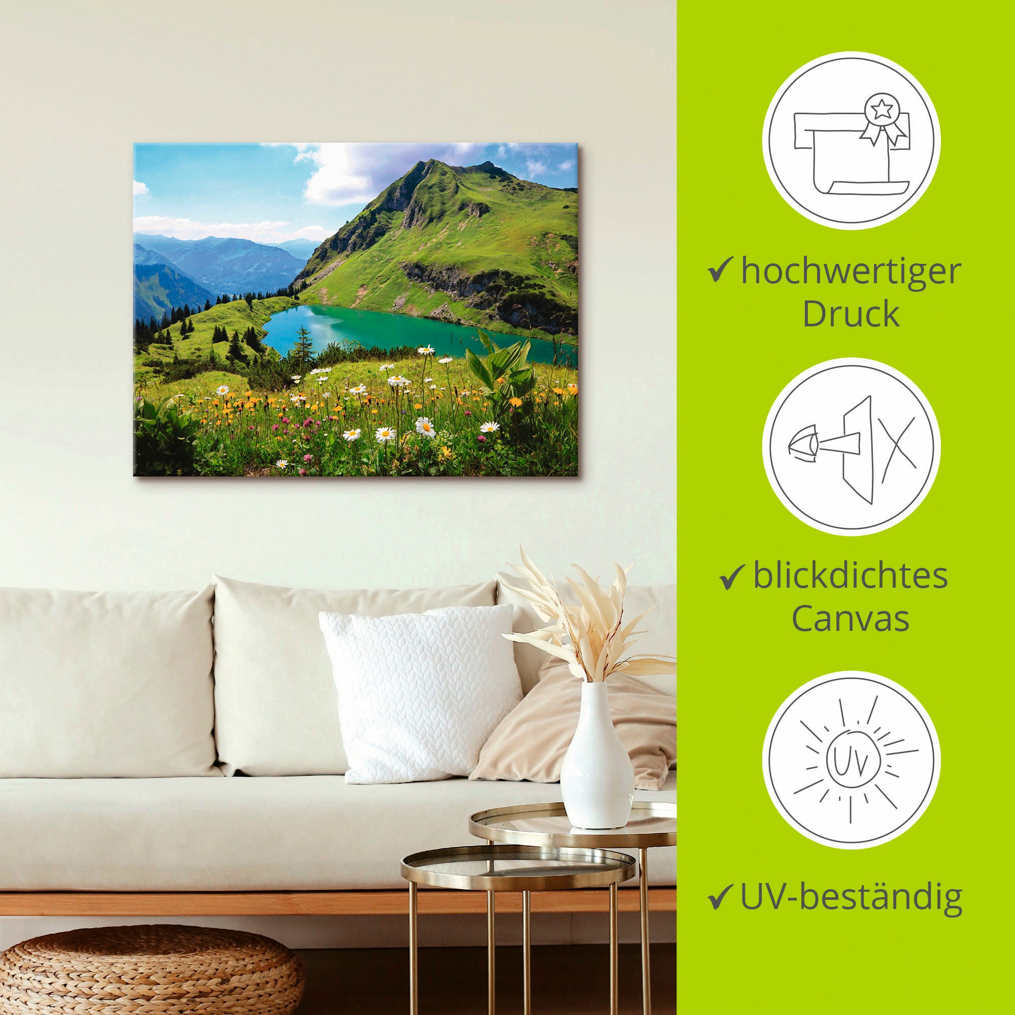 Artland Tableau sur toile »Seealpsee« 1 cuis tlg. auf Holzrahmen gespannt