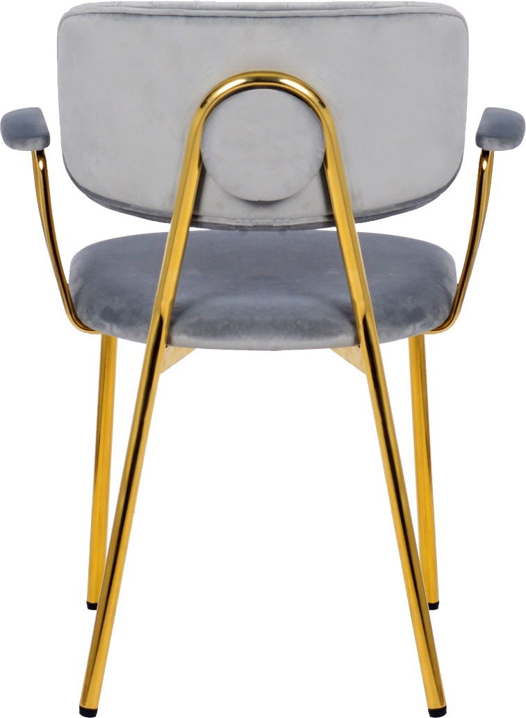 Kayoom Polsterstuhl »Stuhl Giselle 225 2er-Set, Gestell aus Edelstahl«, (Set), 2 St., mit Armlehnen, goldenes Gestell aus Edelstahl, Samtbezug, Ziernähte