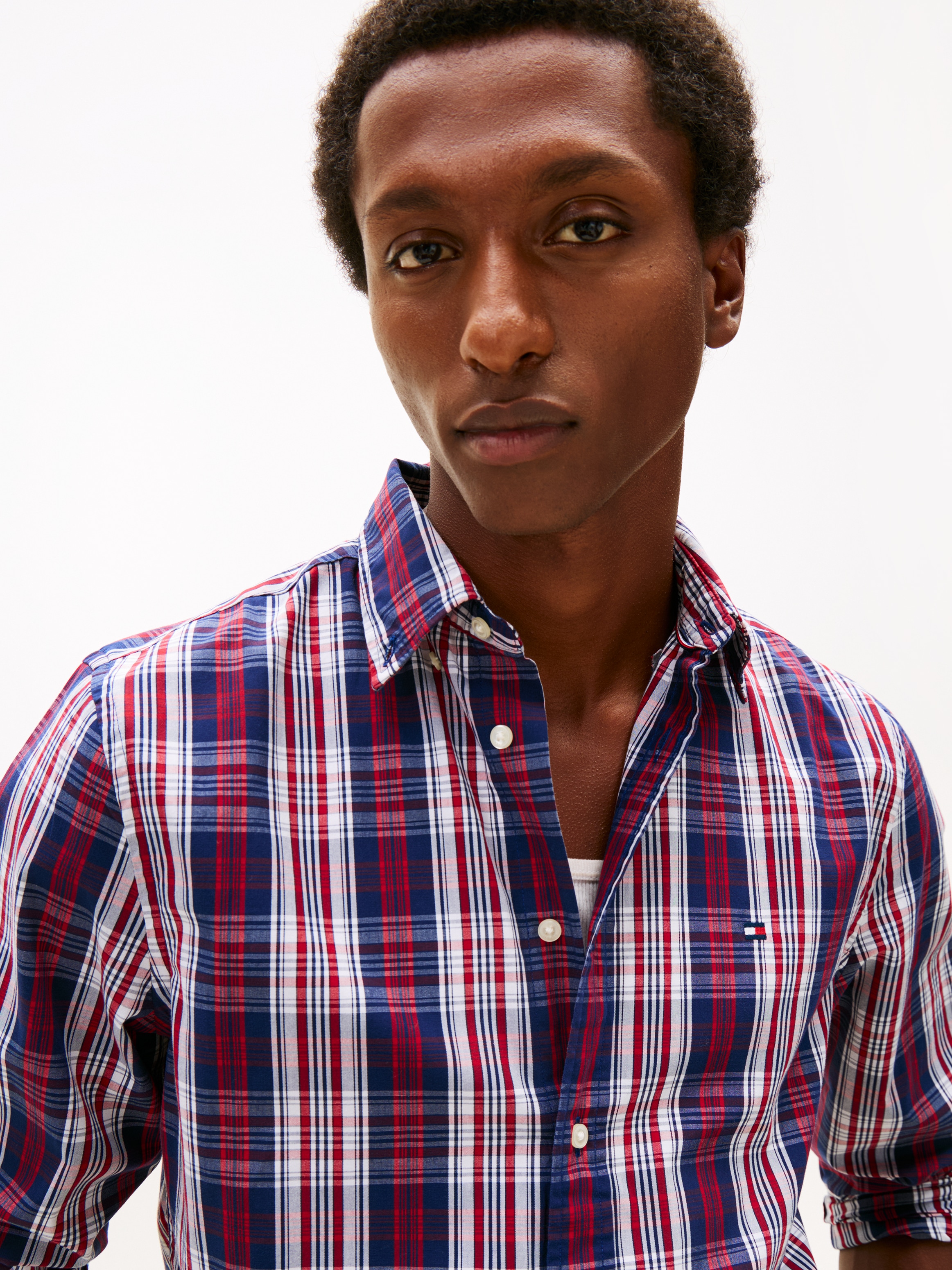 Tommy Hilfiger Chemise à manches longues »FLEX POPLIN MEDIUM CHECK« Button-down-Kragen, Regular fit