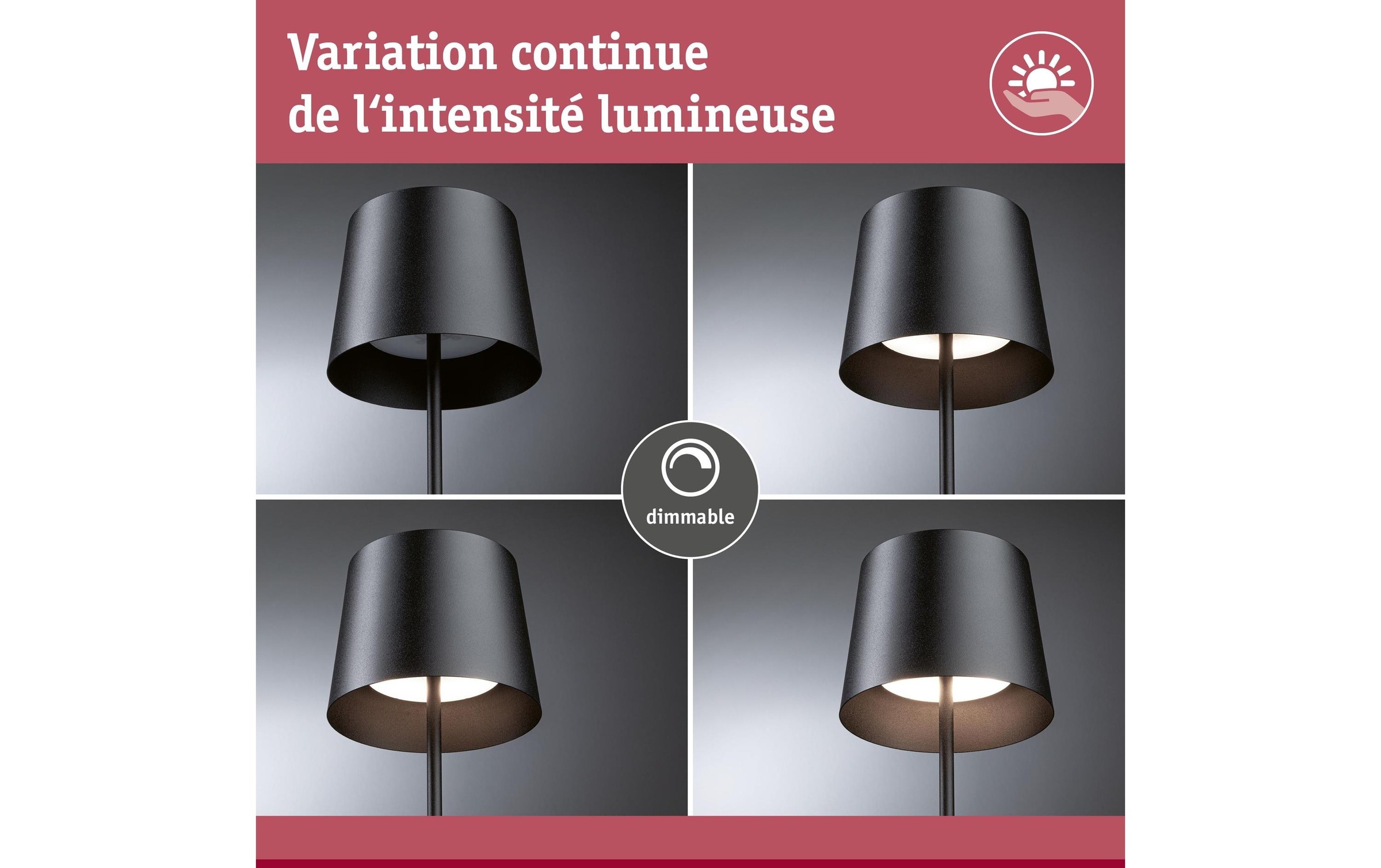 Paulmann Lampe de table extérieure LED »Akkuleuchte Gilo IP44 dimmbar« 1 cuis