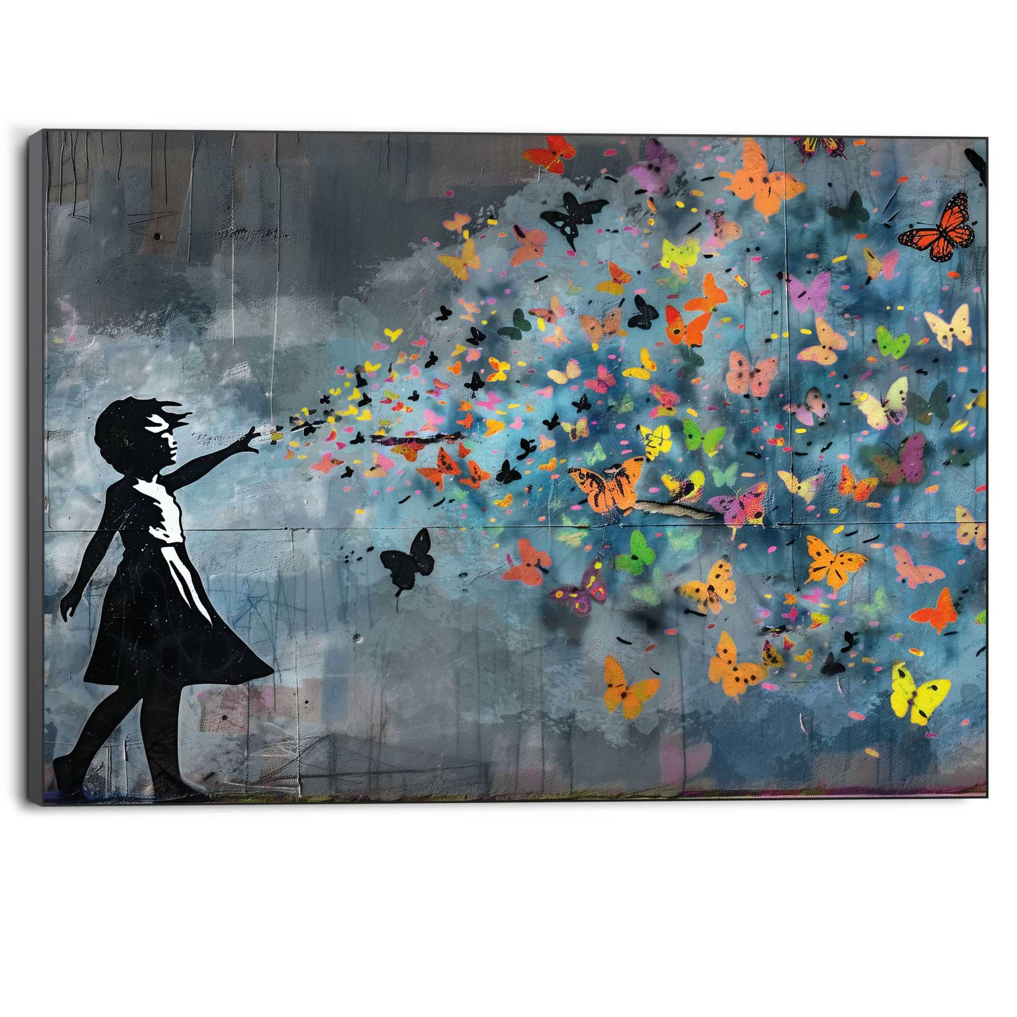 Image of Reinders Wandbild "Streetart-Schmetterlinge" Hobbyraum - Inspiriert von Banksy - Mehrfarbig - MDF - 140x100 cm