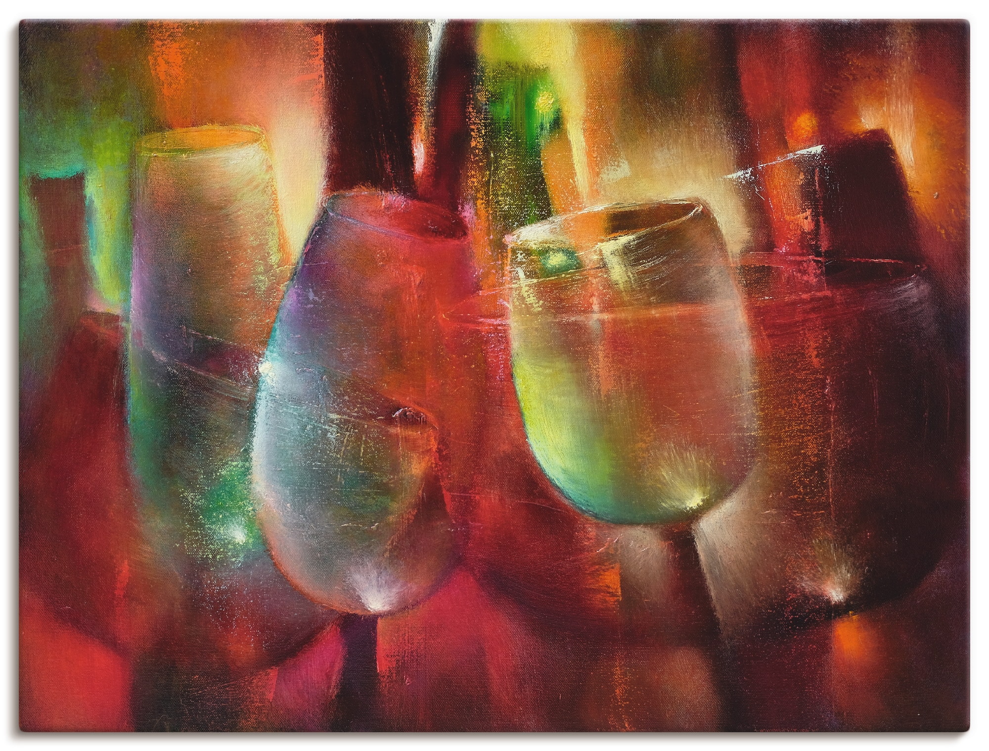 Image of Artland Leinwandbild "Zu später Stunde II" Getränke 1 Stk. tlg. auf Holzrahmen gespannt