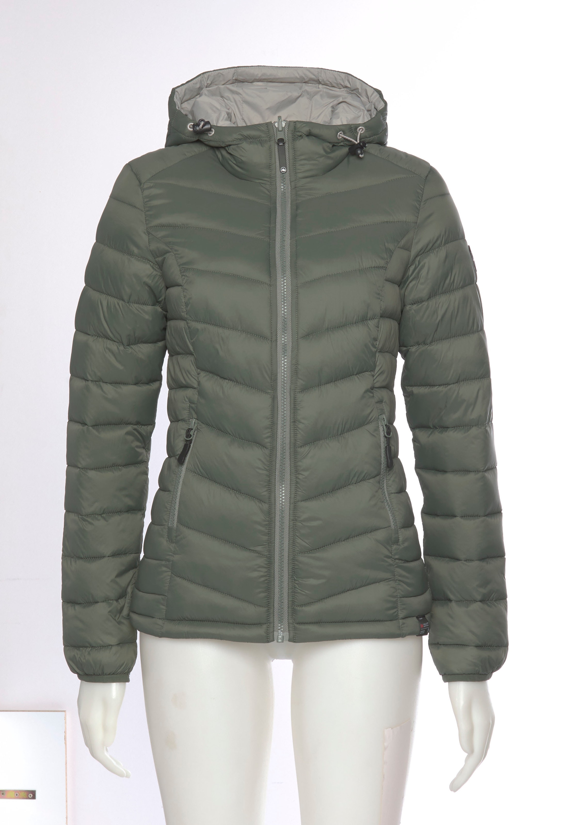 Polarino Steppjacke, mit Kapuze, Übergangsjacke für kühle Tage, aus leichtem Webmaterial