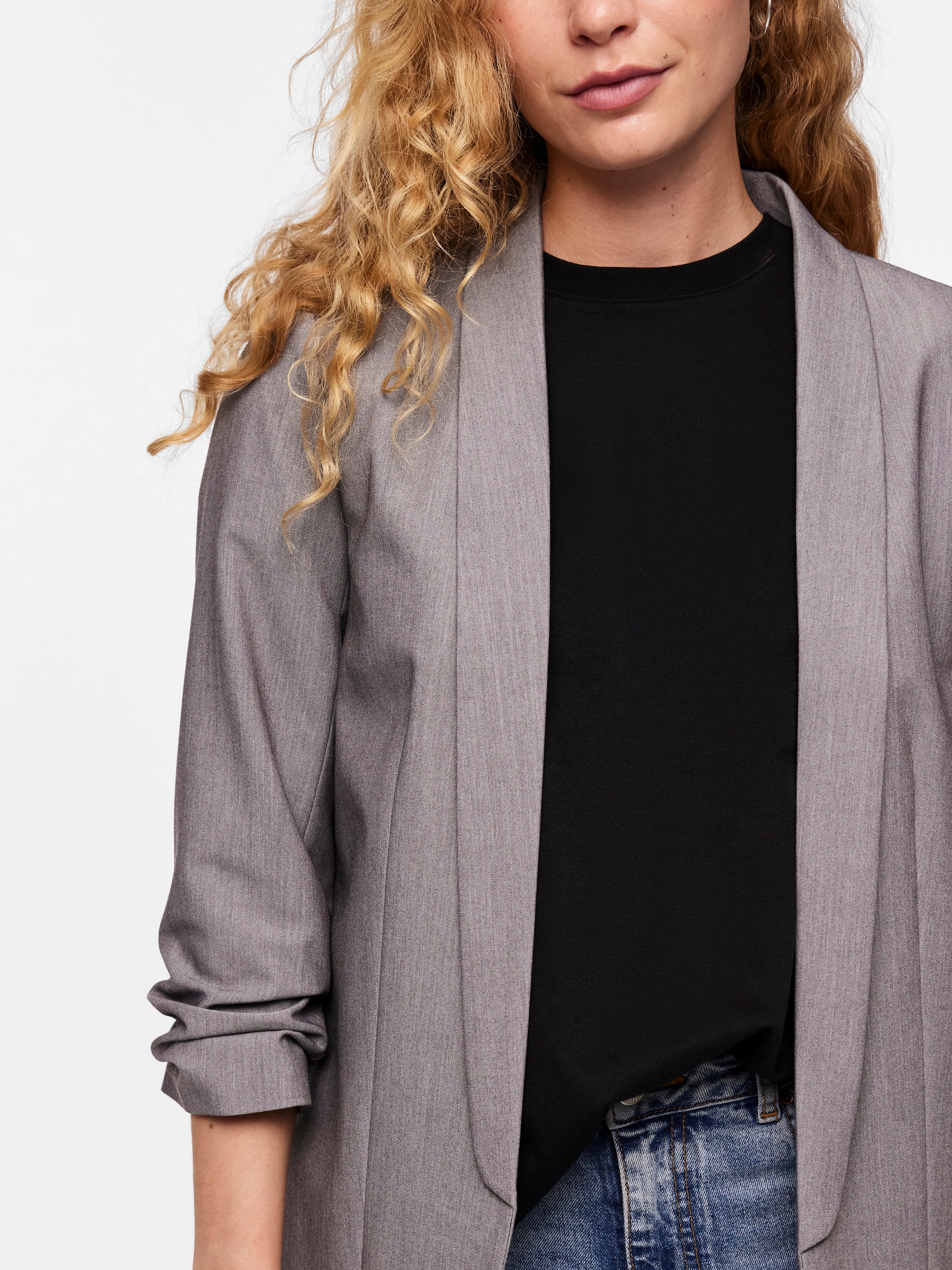 pieces Blazer chemisier »PCBOSELLA 3/4 BLAZER NOOS« Materialmix, regular fit