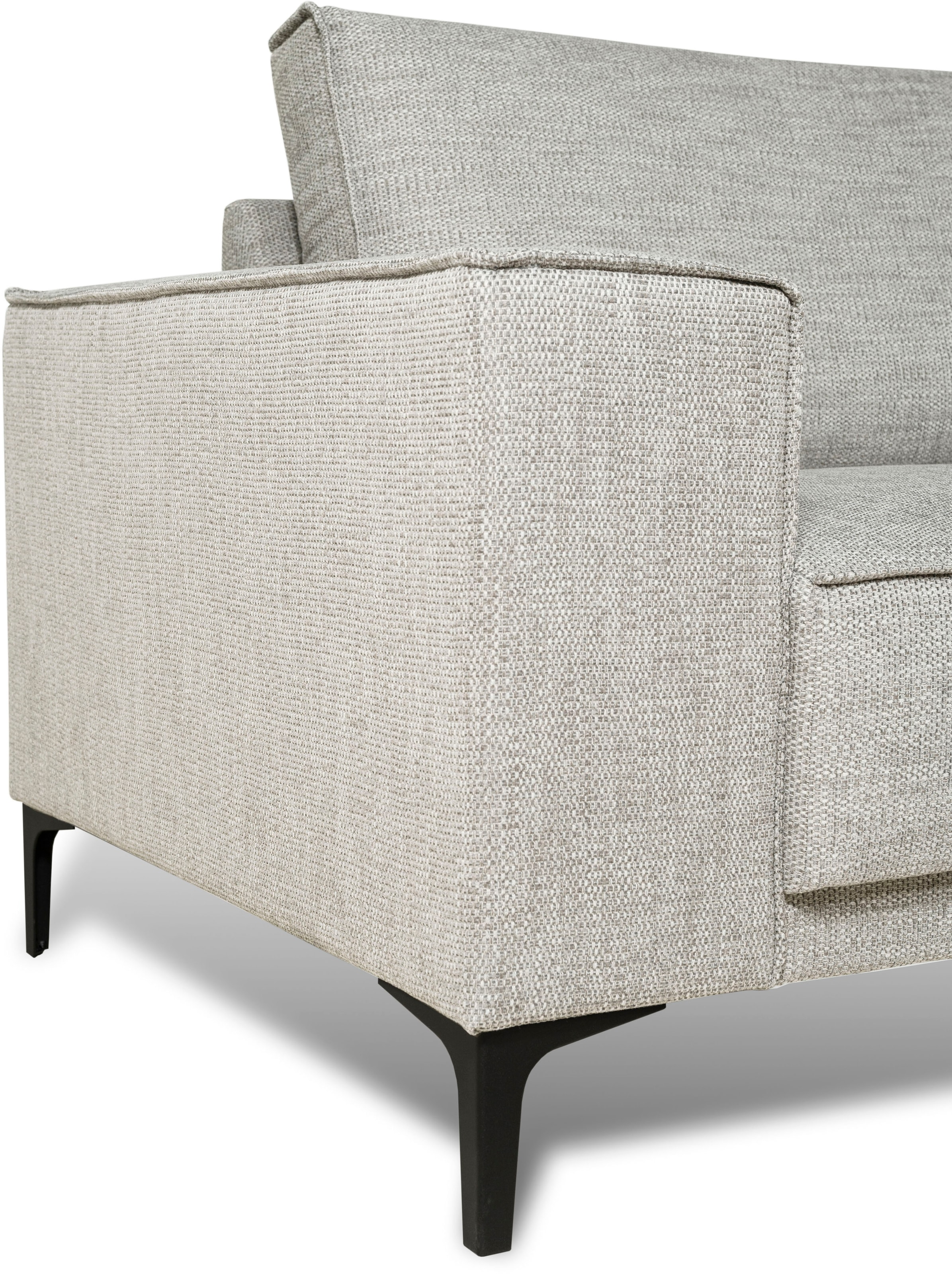 Places of Style 3-Sitzer »3er Sofa Oland, Struktur, Flachgewebe, Luxus-Microfaser, Boucle«, 224 cm, Wellenunterfederung, Skandi-Design, Metallfüsse