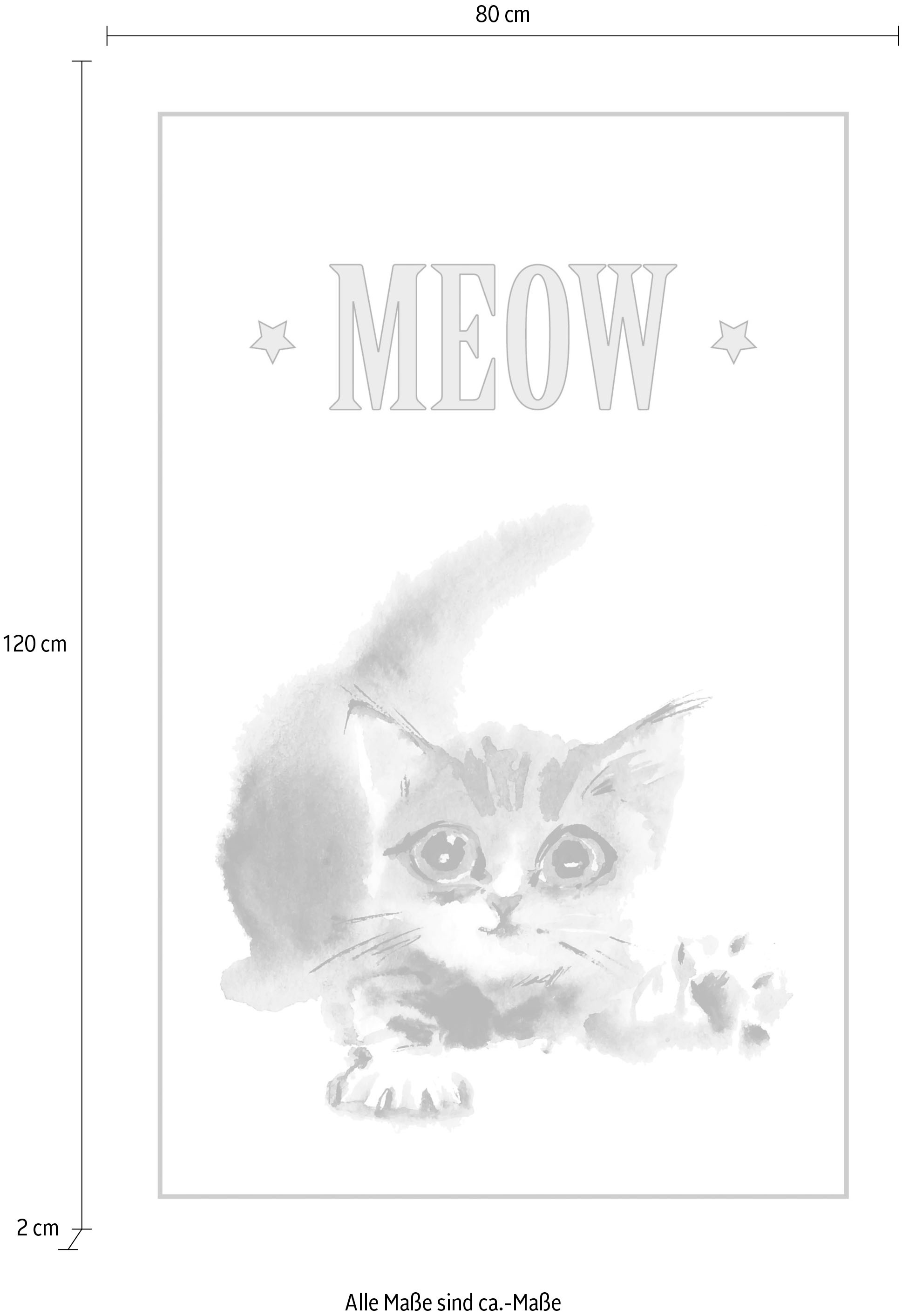 queence Leinwandbild »Katze MEOW« Katze | Katzen | Katzenbilder | Kunst | Modern | Schriftzug | Schwarz-Weiss | Tiere Premium-Leinwandstoff, Handarbeit aus Deutschland