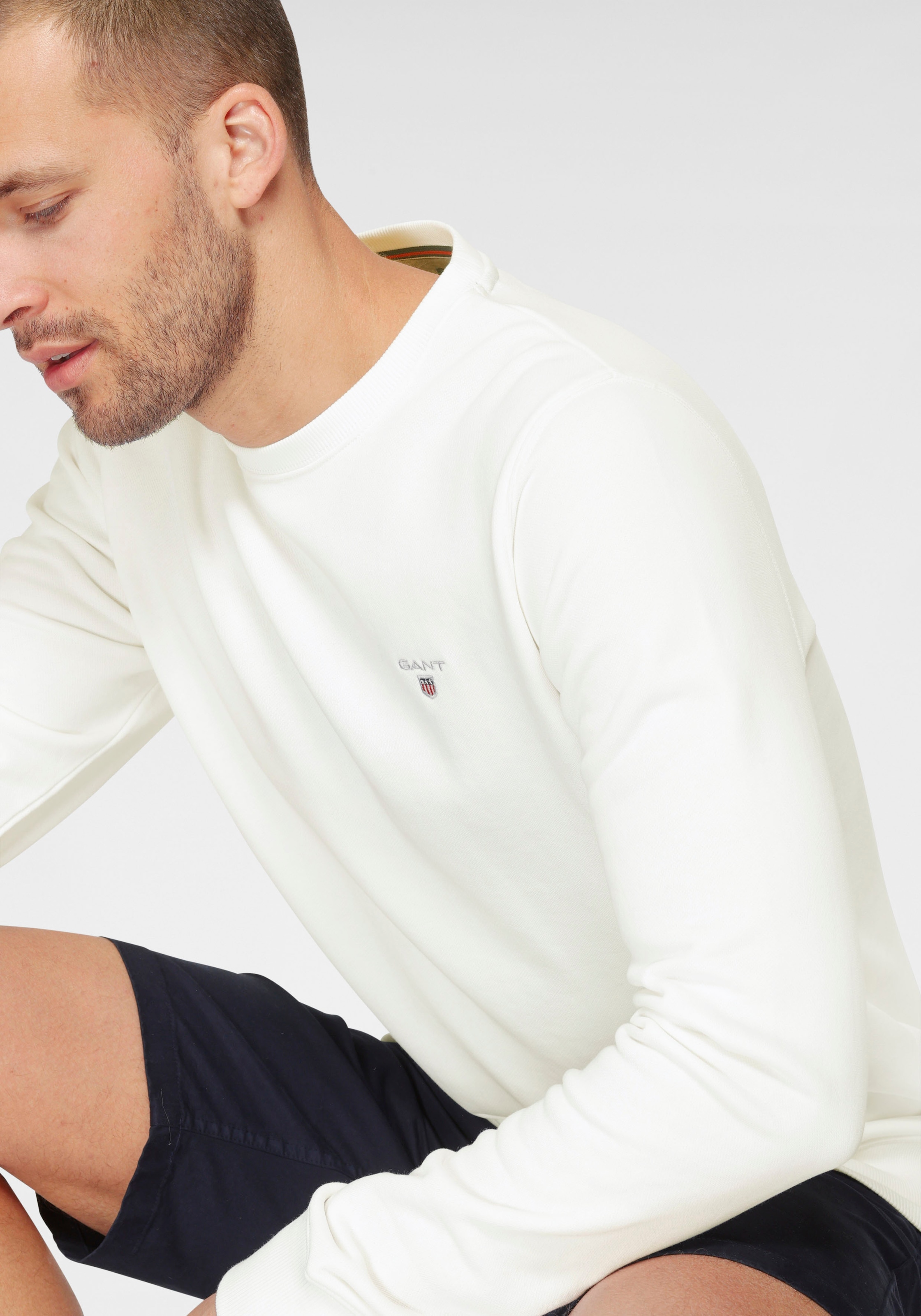 Gant Sweatshirt »ORIGINAL C-NECK SWEAT«, mit Rippbündchen an Saum und Ärmel