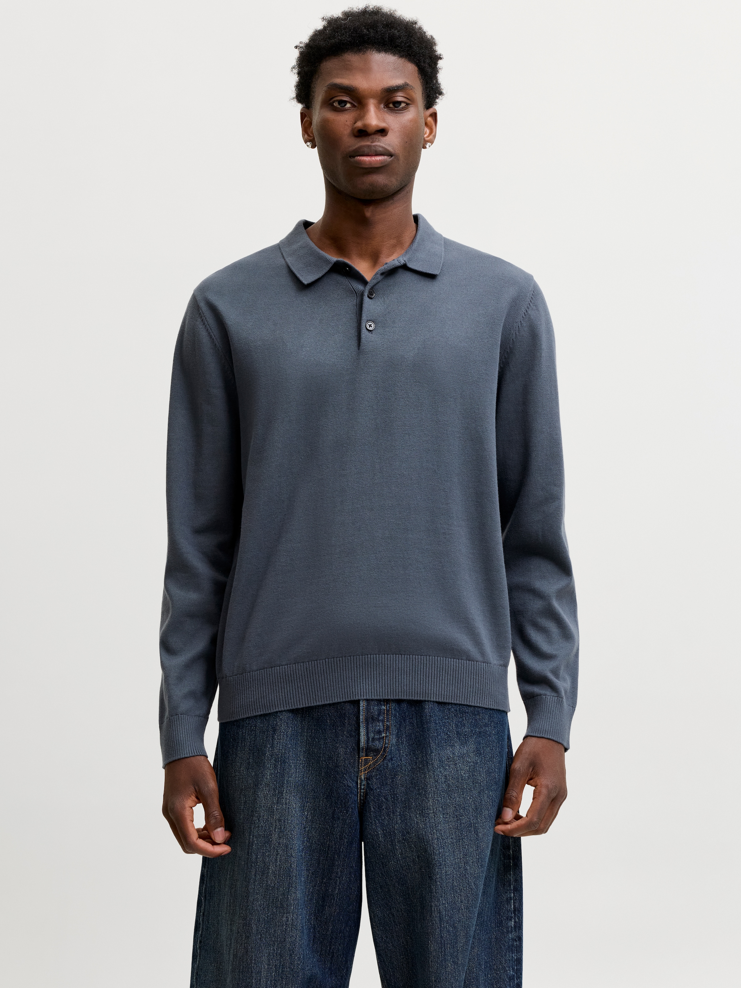 Image of Jack & Jones Polokragenpullover "JJEBASIC KNIT LS POLO SN" Baumwolle, normal geschnitten