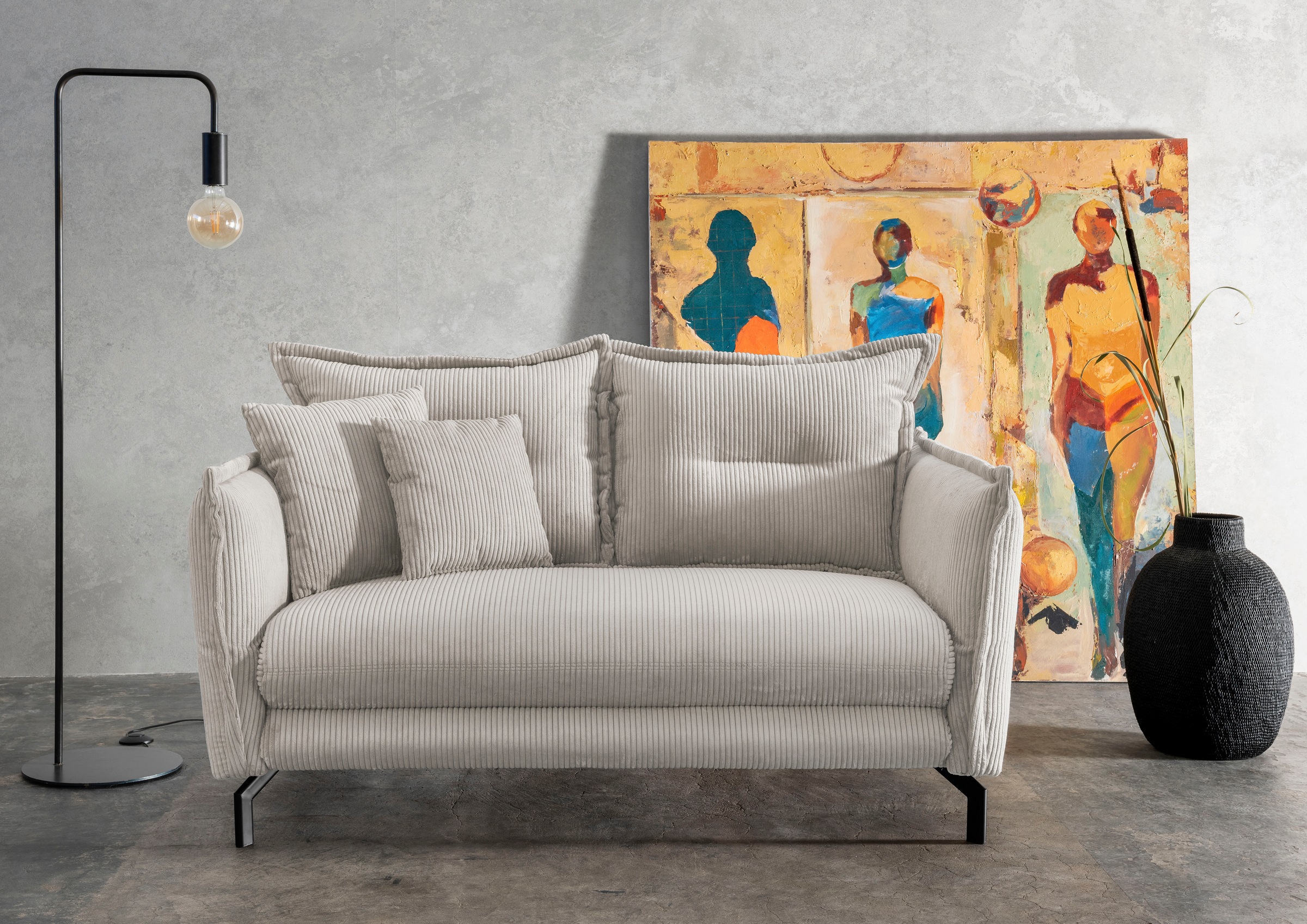 Home affaire Sitzgruppe »LAVA modern und elegant, aktuelle Kissenoptik« 3-Sitzer und 2-Sitzer, 2 tlg. tlg. Armlehnen verstellbar