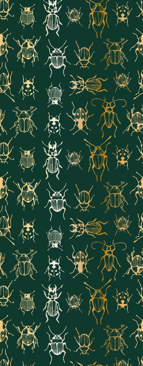 Image of queence Vinyltapete "Insekten gold" Fellimitat Motiv Reptilienprägung bedruckt tropisch glatt 90x250cm, selbstklebend, kinderleichte Anbringung, Sticker