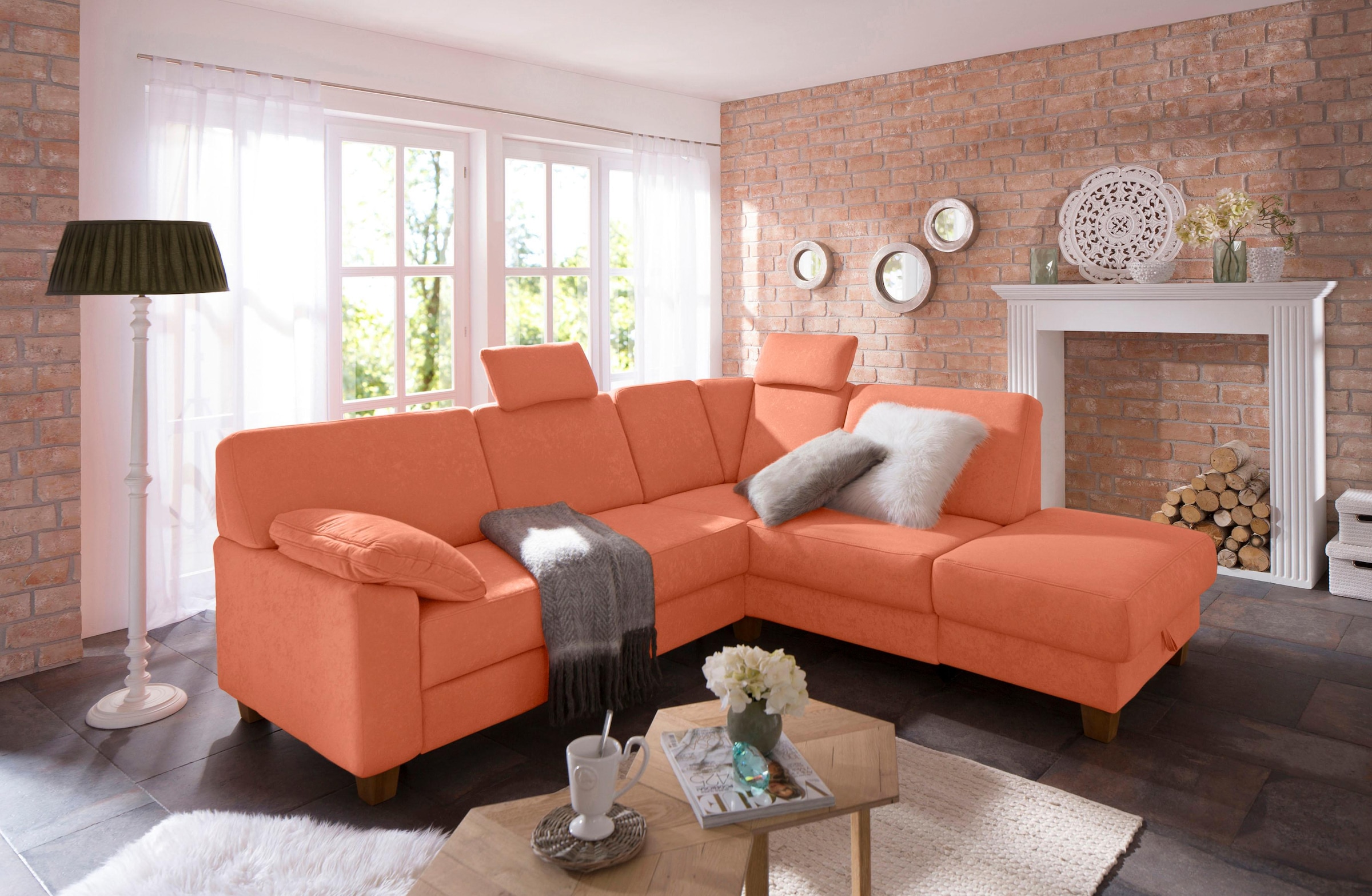 Home affaire Ecksofa »Belfort L-Form« mit Federkern, wahlweise mit Bettfunktion und Stauraum