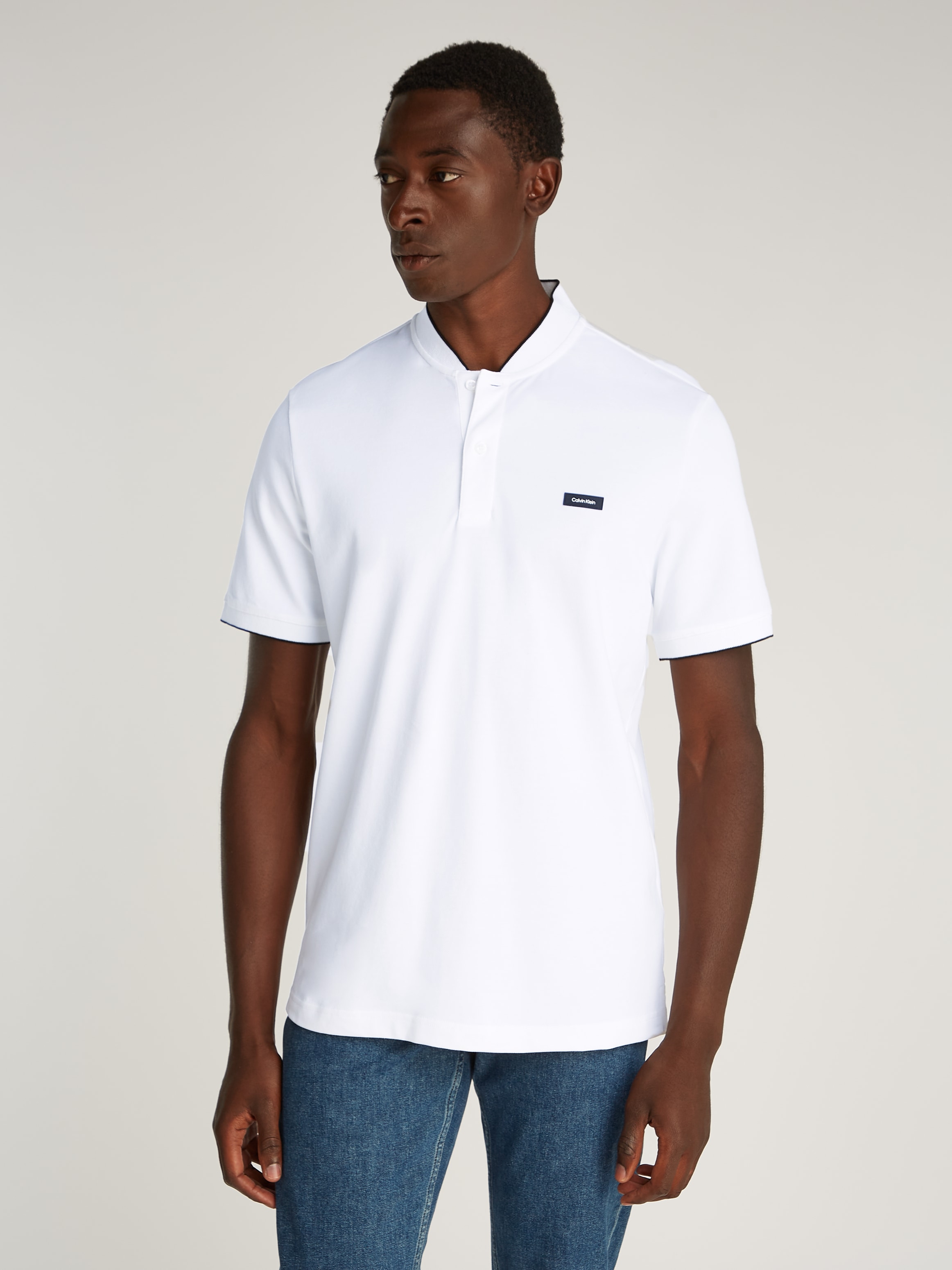 Image of Calvin Klein Poloshirt "STRETCH PIQUE STAND COLLAR POLO" mit kontrastfarbenen Kanten