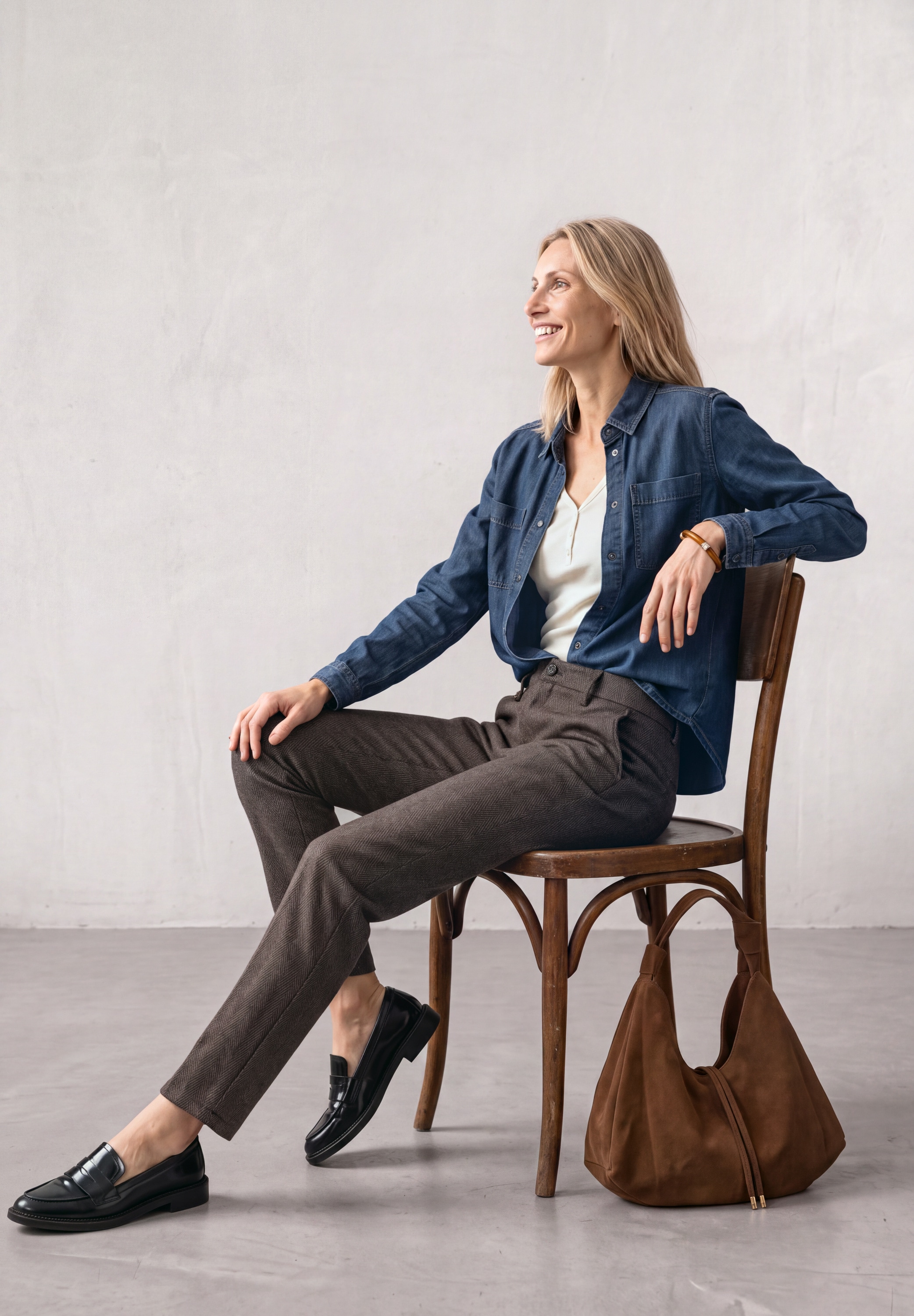 STREET ONE 1100000002199 »Style Anouk«  avec motif en arête de poisson / stretch en viscose