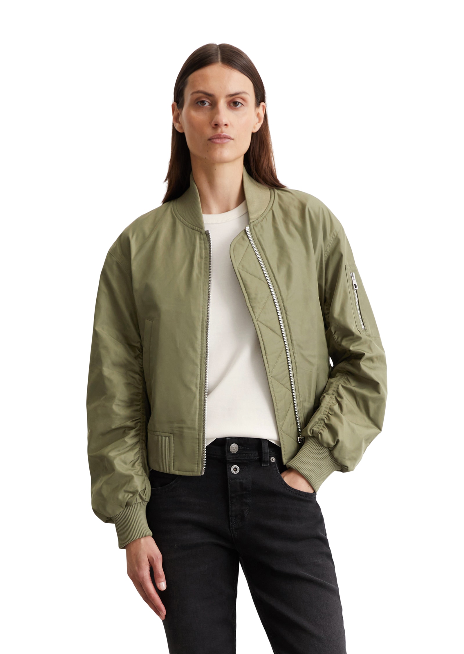 Image of Marc OPolo Blouson im Pilotenstil, verkürzte Form, mit mattem Glanz und softem Finish