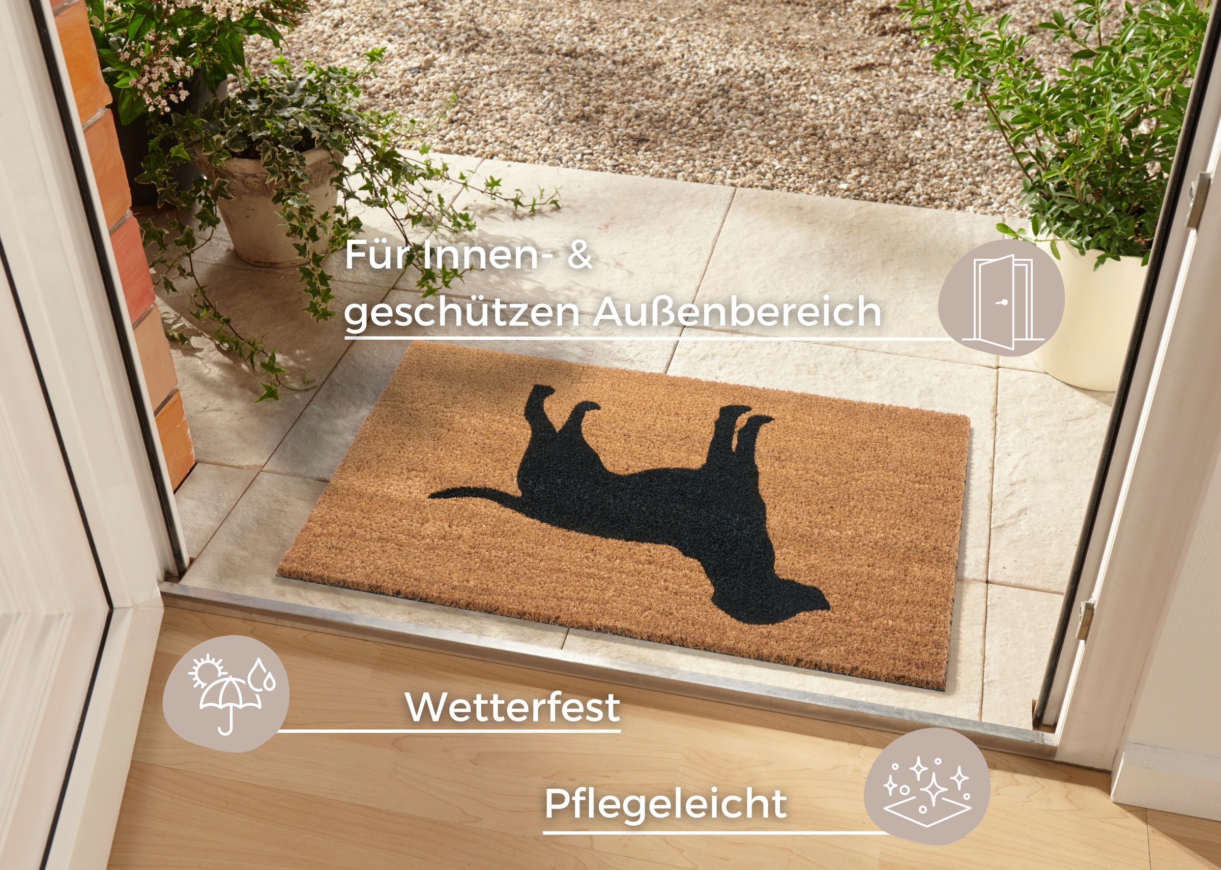 HANSE Home Fussmatte »Mix Mats Kokos Dog Silhouette, Türmatte«, rechteckig, 15 mm Höhe, Kokos, Schmutzfangmatte, Outdoor, Rutschfest, Innen, Kokosmatte, Flur