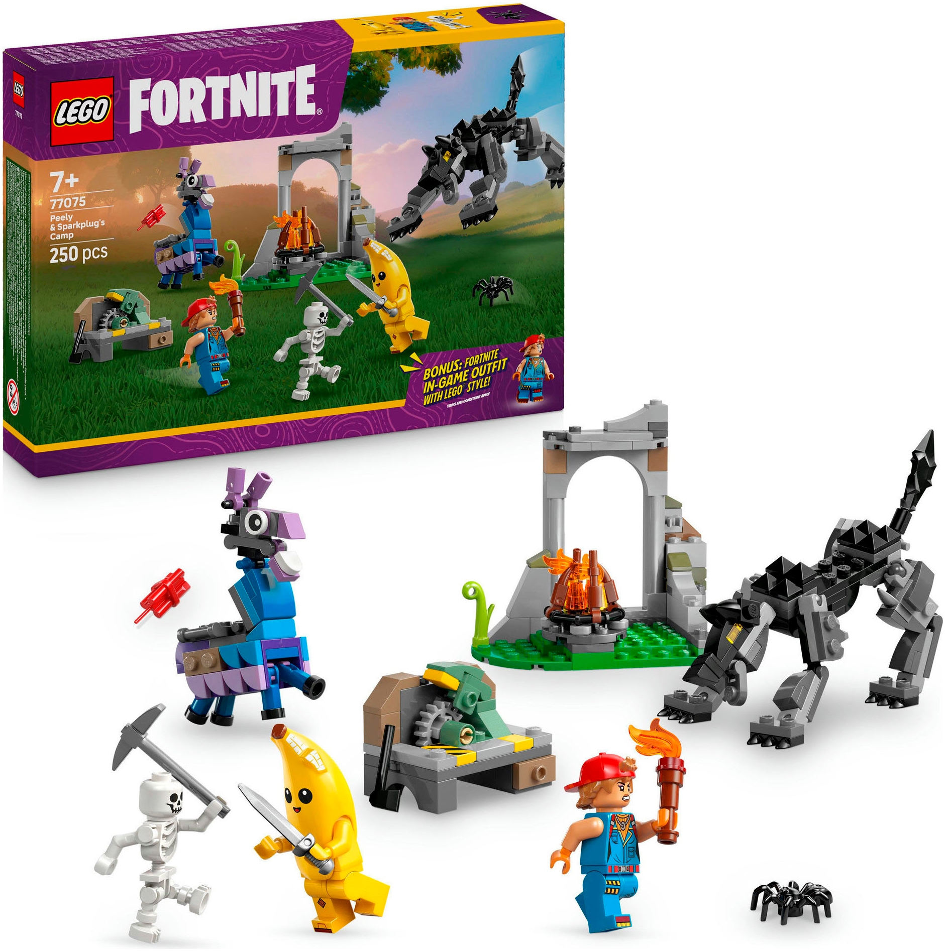 Image of LEGO Konstruktionsspielsteine "Das Lager von Schali und der Zündkerzenkünstlerin (77075)" LEGO Fortnite; Made in Europe