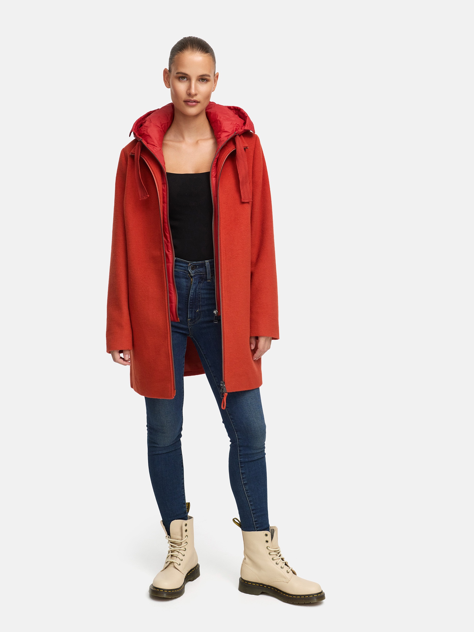 MANISA Wolljacke mit Kapuze mit herausnehmbarer Kapuze