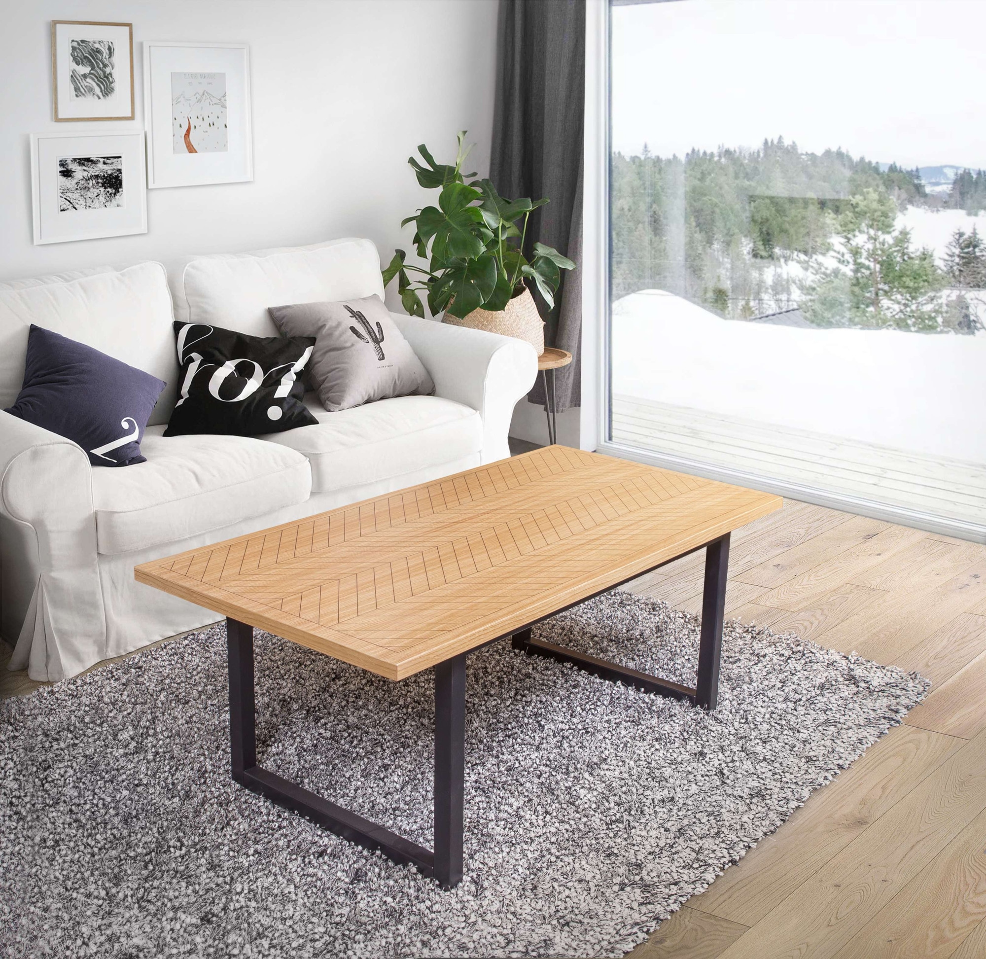 Image of Woodman Couchtisch "Camden" Beine aus massiver Birke, Breite 120 cm, mit einem schönen Print, FSC