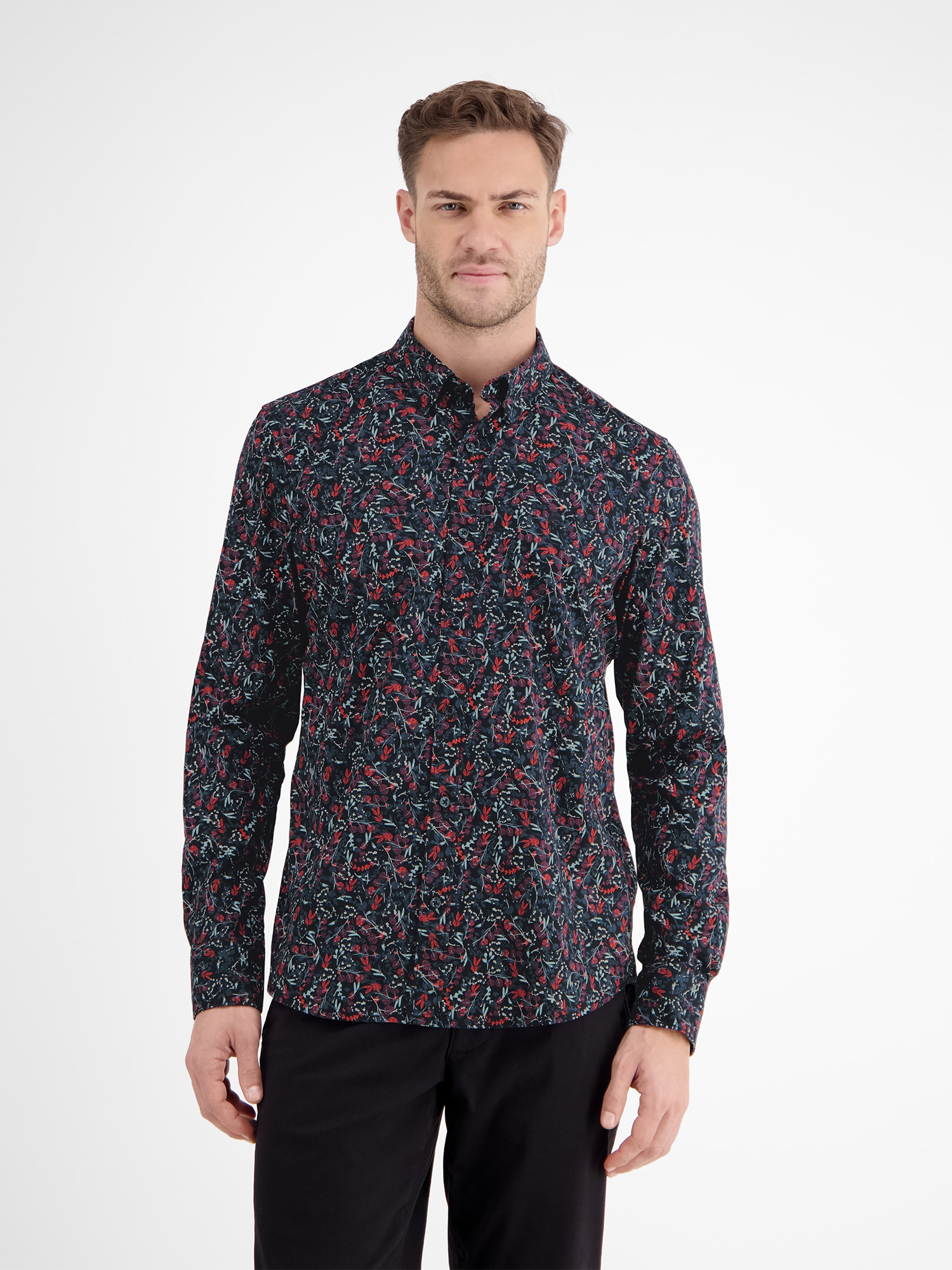 Image of LERROS Langarmhemd "Floral-bedrucktes Herrenhemd mit Stretchanteil"