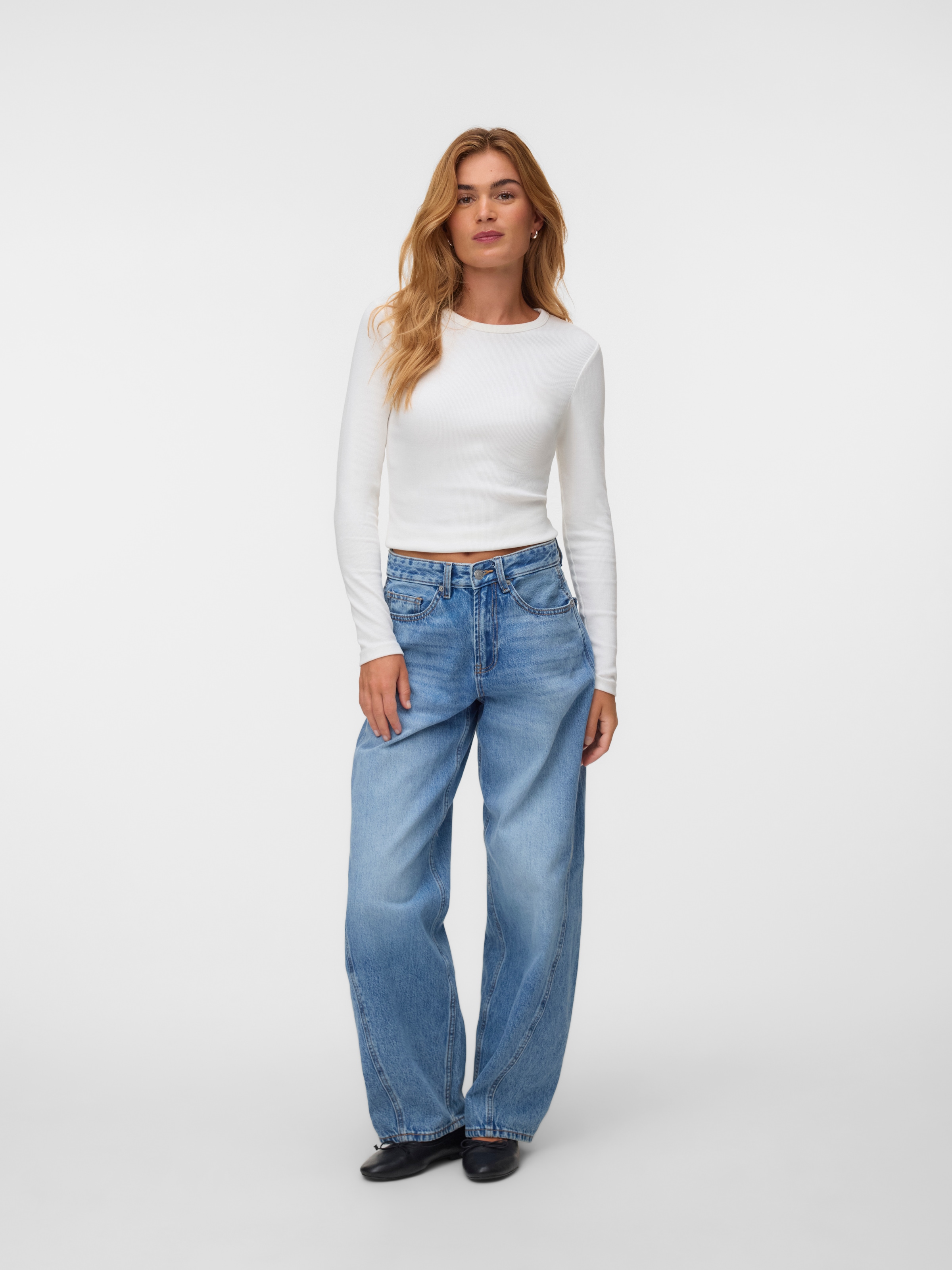 Vero Moda Jeans large »VMZOE MR BARREL DNM JEANS LI3154 NOOS« coton, taille mi-haute, coupe ample
