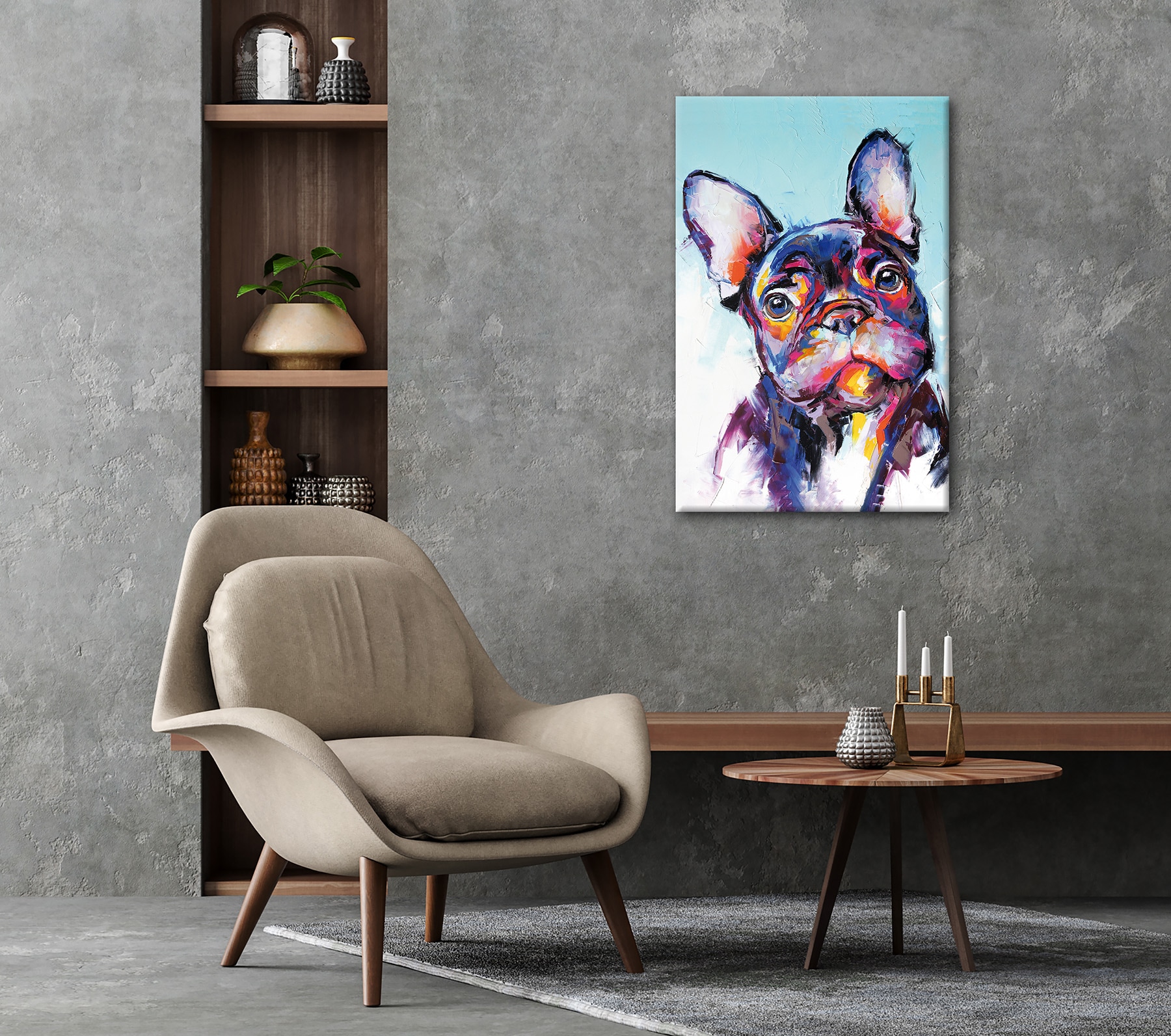 Bönninghoff Tableau sur toile »Wandbild BULLDOGGE 60x90 cm – Leinwandbild Keilrahmen Deko modern« 1 cuis tlg. tendu sur châssis