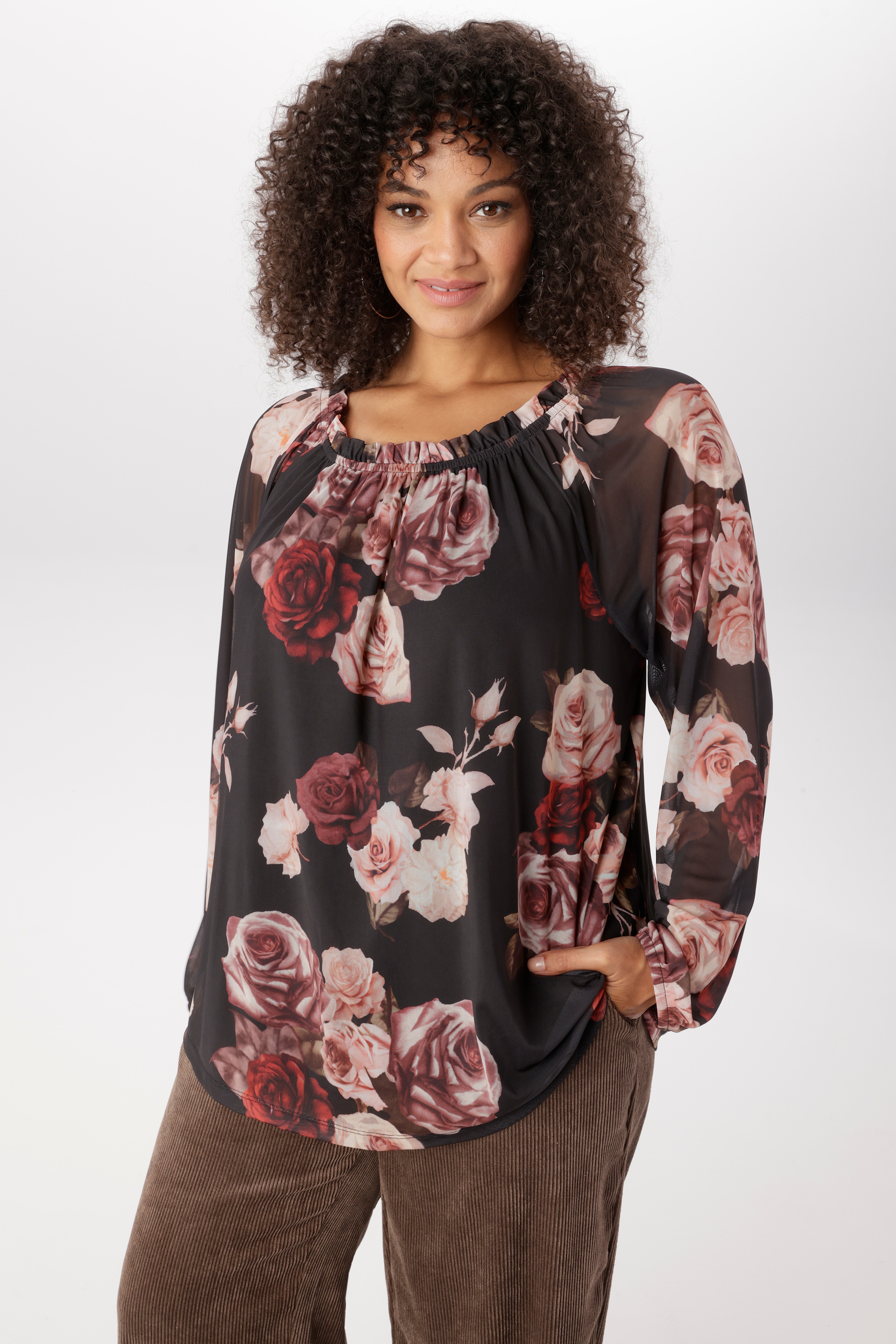 Image of Aniston PLUS Carmenshirt in modischen Blumenprint - NEUE KOLLEKTION