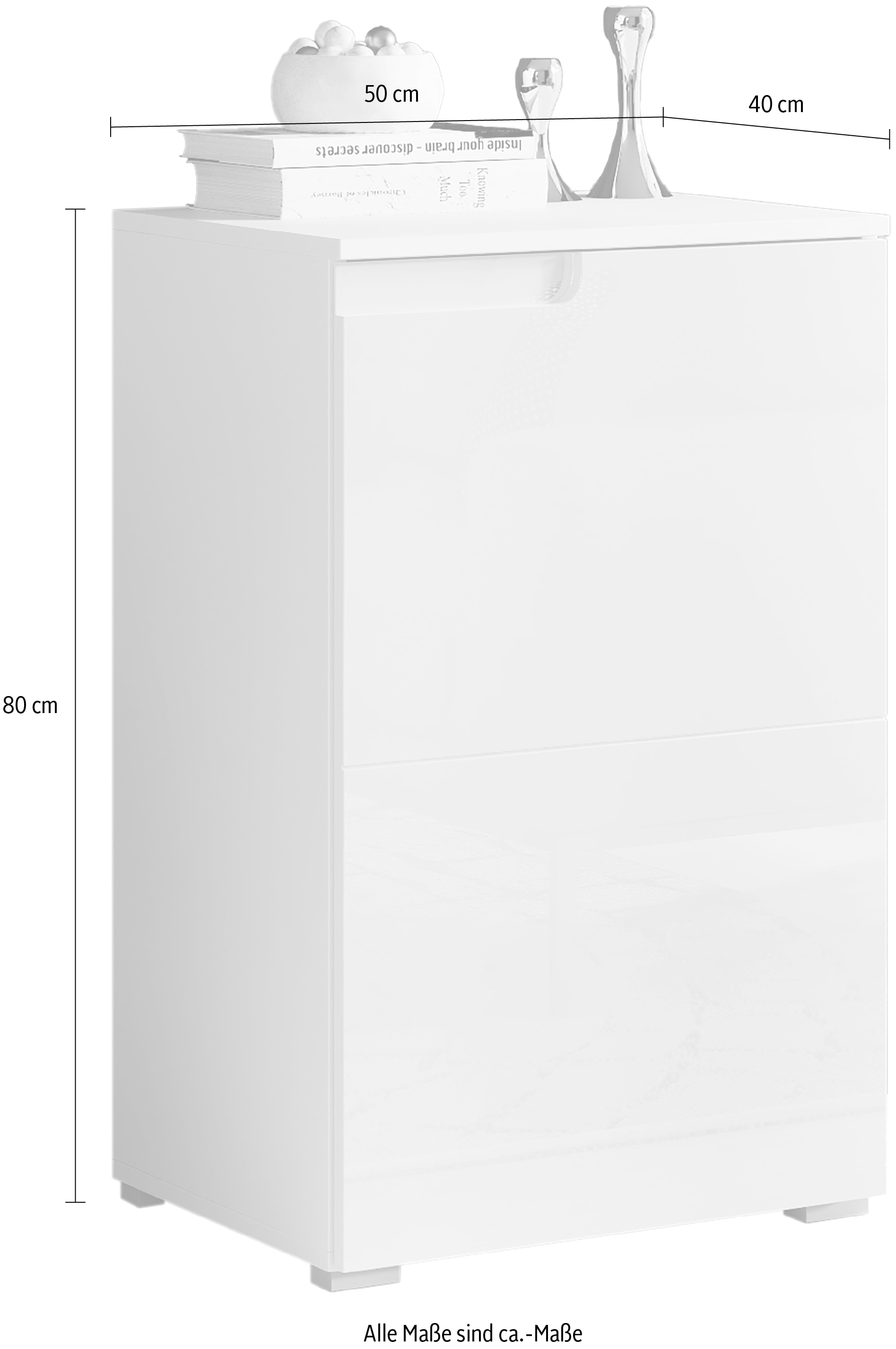 HBZ Kommode »Spice Weiss Hochglanz, BxHxT 50x80x40 cm« Kommode mit 1 Tür und 1 Einlegeboden verstellbar