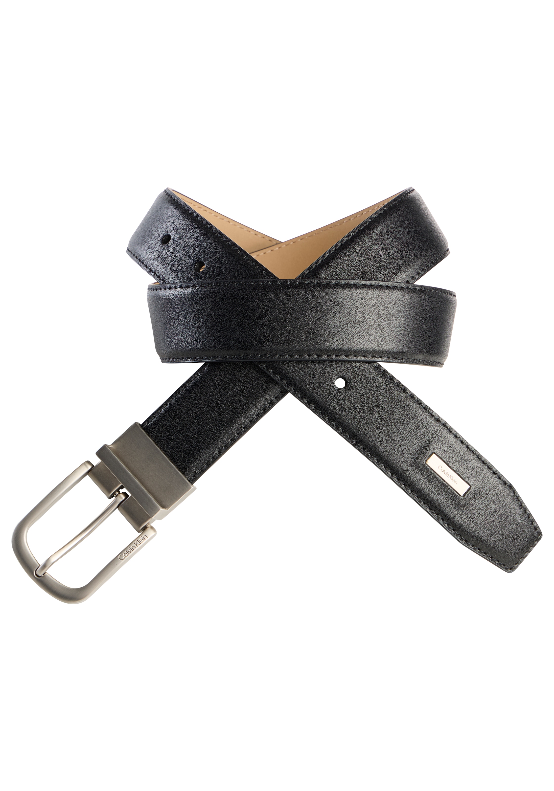 Calvin Klein Jeans Ledergürtel »CURVED PIN BUCKLE SMOOTH 32MM AD« Regular fit und grössenverstellbar