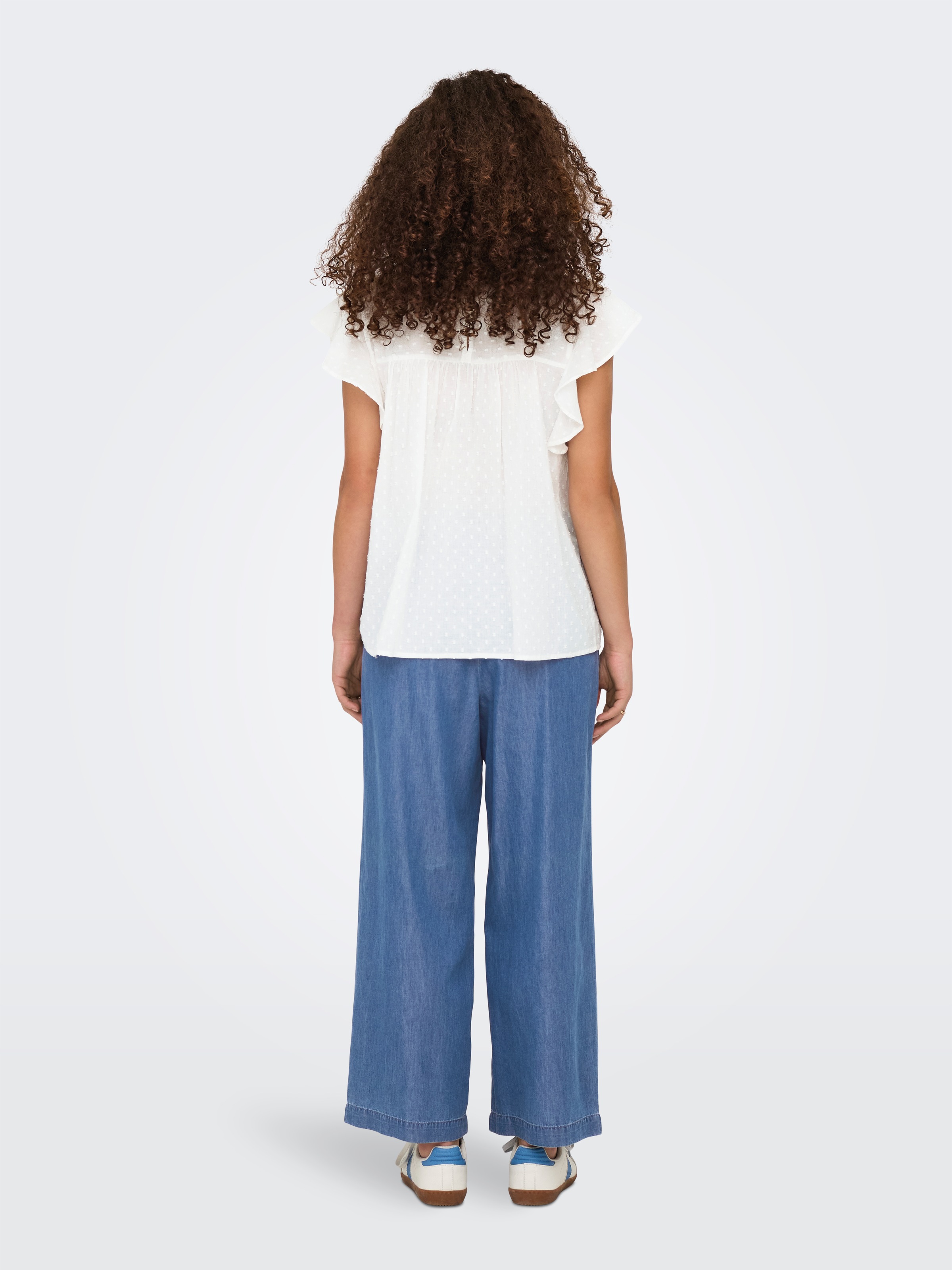 ONLY Rüschentop »ONLKATTI S/S DOBBY TOP WVN NOOS« Baumwolle, regular fit