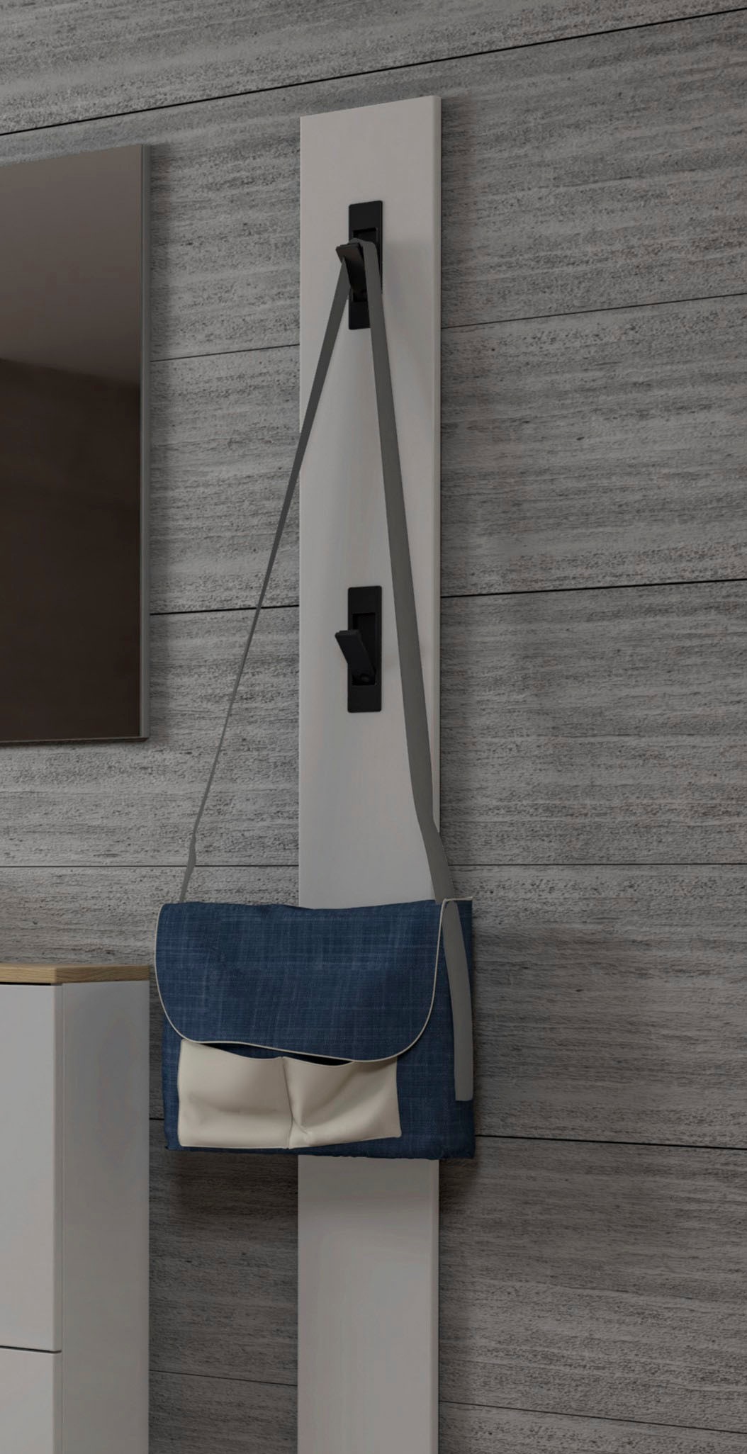 Home affaire Garderobenpaneel »SPACE, Garderobenleiste, Wanpaneel, Wandgarderobe, Garderobenleiste« 1 Stk. tlg. mit 3 Klapphaken, Hochglanz lackiert, 15x2x170 cm
