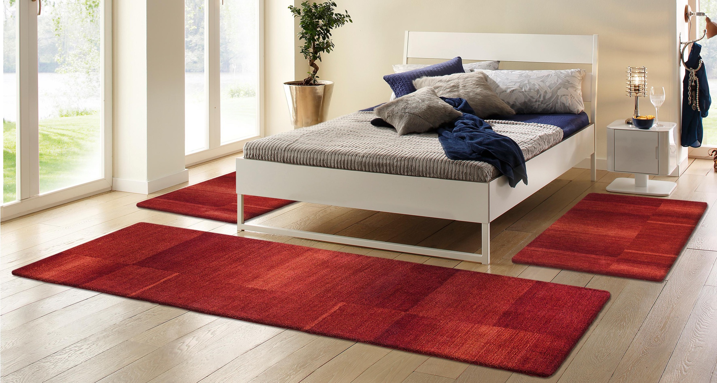 Image of Theko Exklusiv Bettumrandung »Jorun«, (3 tlg.), von Hand gearbeitet, Bettvorleger, Läufer-Set für das Schlafzimmer bei Ackermann Versand Schweiz